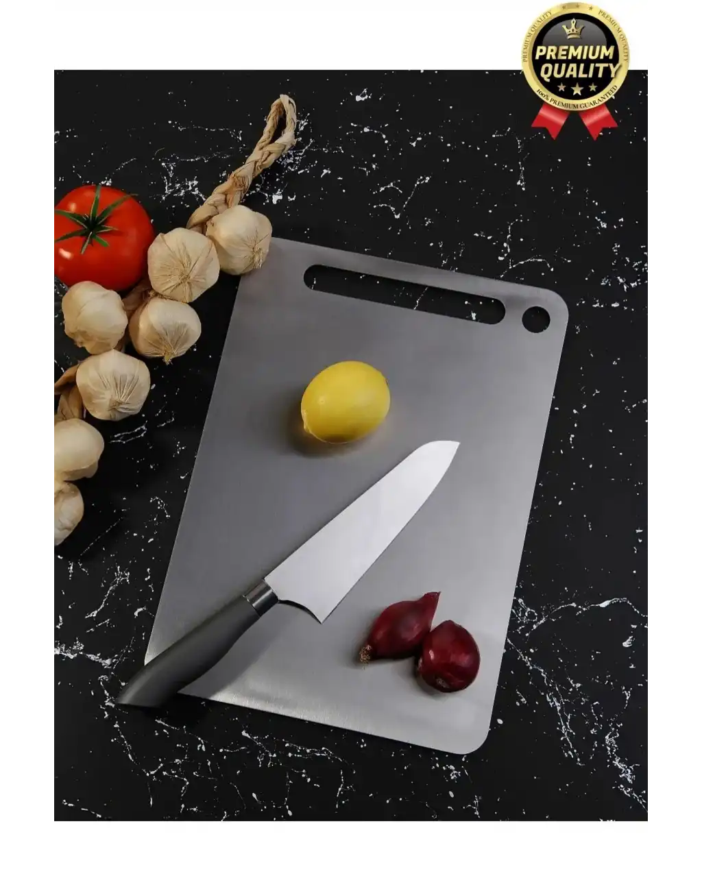 Çok Amaçlı Dayanıklı Kaymaz Yüzey Paslanmaz Çelik Mutfak Sebze Meyve Et Doğrama Lüks Kesme Tahtası