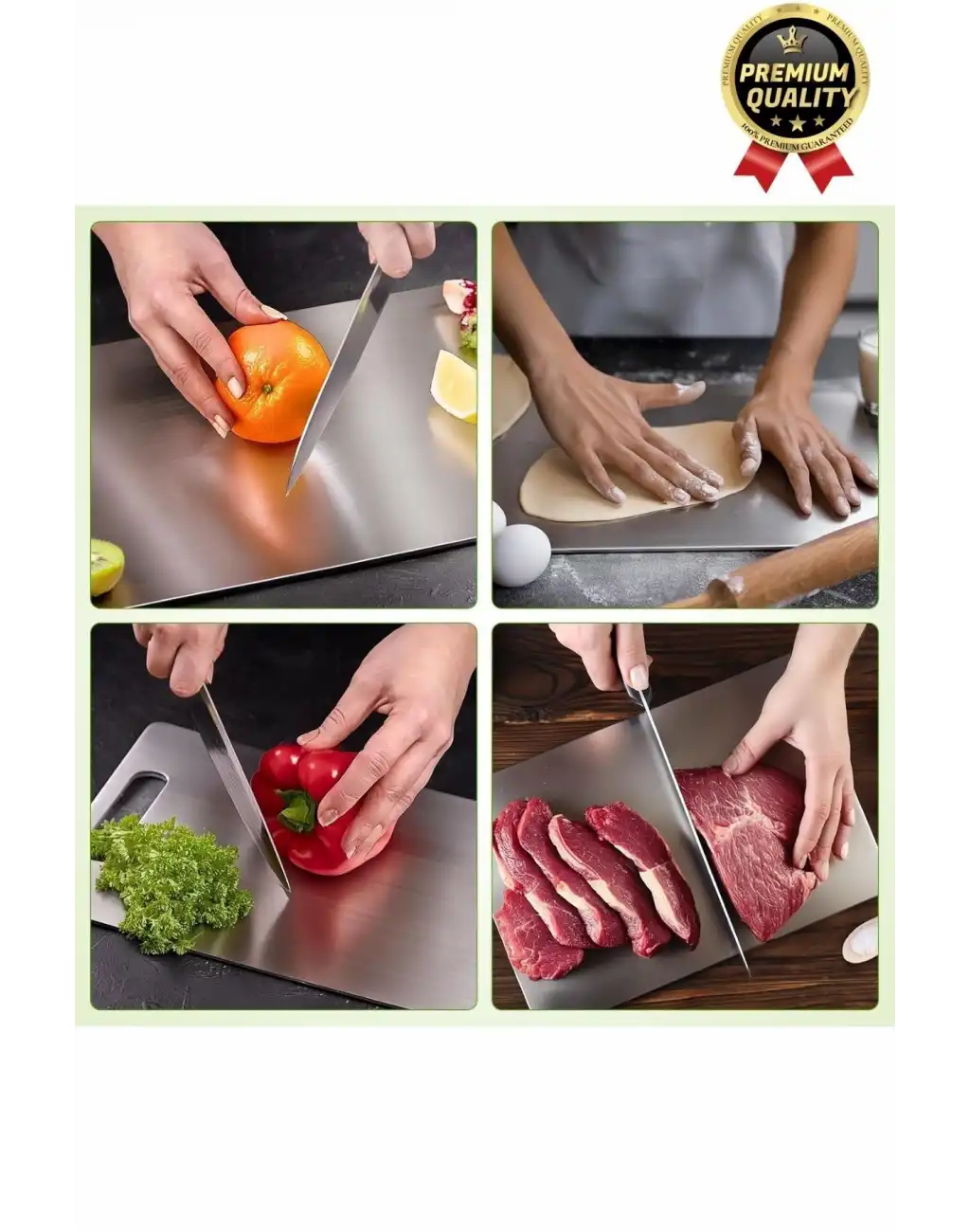 Çok Amaçlı Dayanıklı Kaymaz Yüzey Paslanmaz Çelik Mutfak Sebze Meyve Et Doğrama Lüks Kesme Tahtası