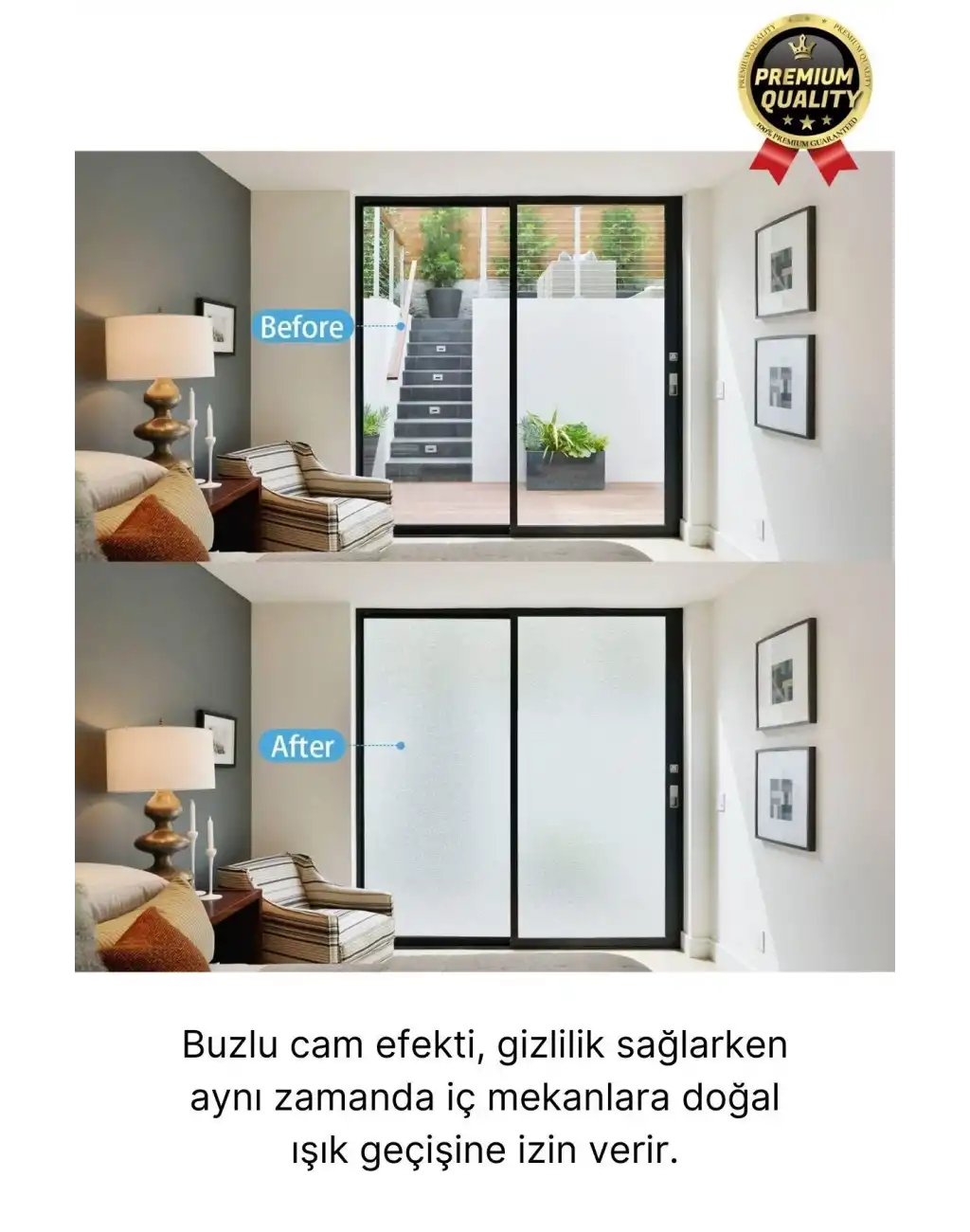 UV Engelleyici İçeriyi Göstermeyen Yapışkan İz Bırakmaz Ofis Ev Buzlu Cam Filmi 5 mt x 60 cm