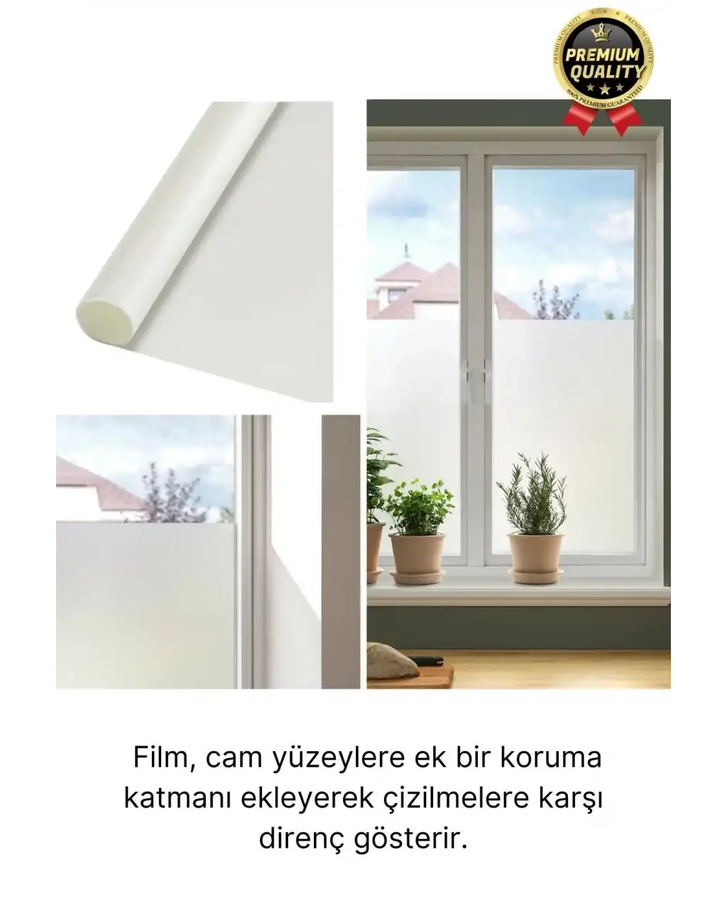 UV Engelleyici İçeriyi Göstermeyen Yapışkan İz Bırakmaz Ofis Ev Buzlu Cam Filmi 5 mt x 60 cm