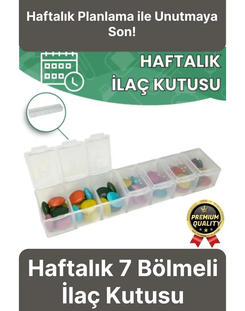 Dayanıklı Düzenleyici Organizer Abs Plastik Şeffaf Haftalık Günlük 7 Bölmeli İlaç Hap Saklama Kutusu