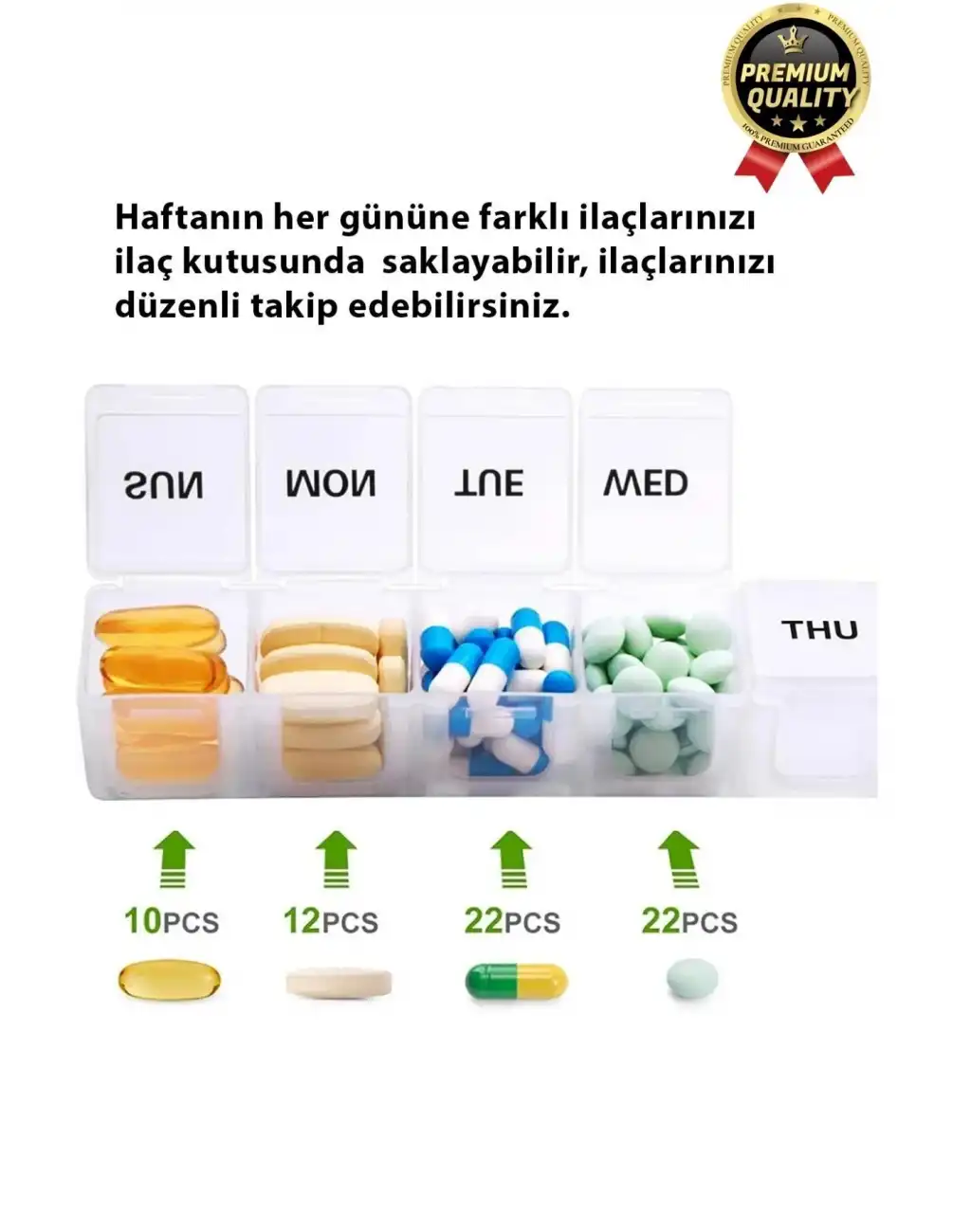 Dayanıklı Düzenleyici Organizer Abs Plastik Şeffaf Haftalık Günlük 7 Bölmeli İlaç Hap Saklama Kutusu
