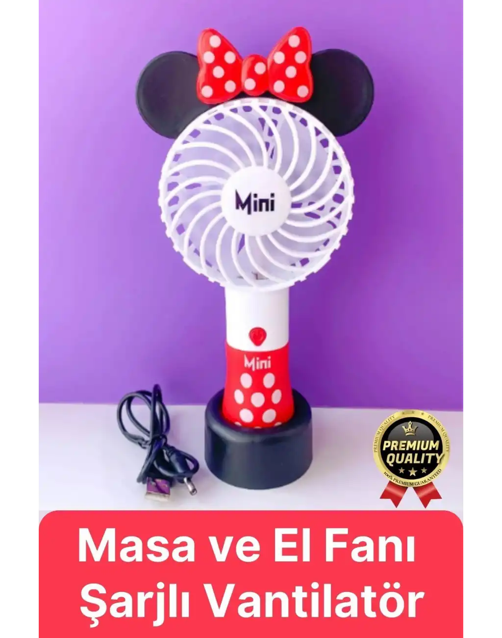 Yeni Seri Taşınabilir Kablosuz 1200mAh Pervaneli 2 Kademeli Usb Şarjlı Masa ve El Fanı Vantilatör