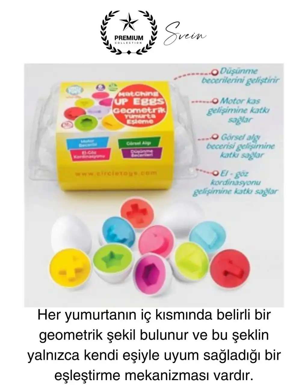 6lı Geometrik Yumurta Eşleme Oyunu Motor Gelişim Görsel Algı Şekilli Eğitici Öğretici Oyuncak