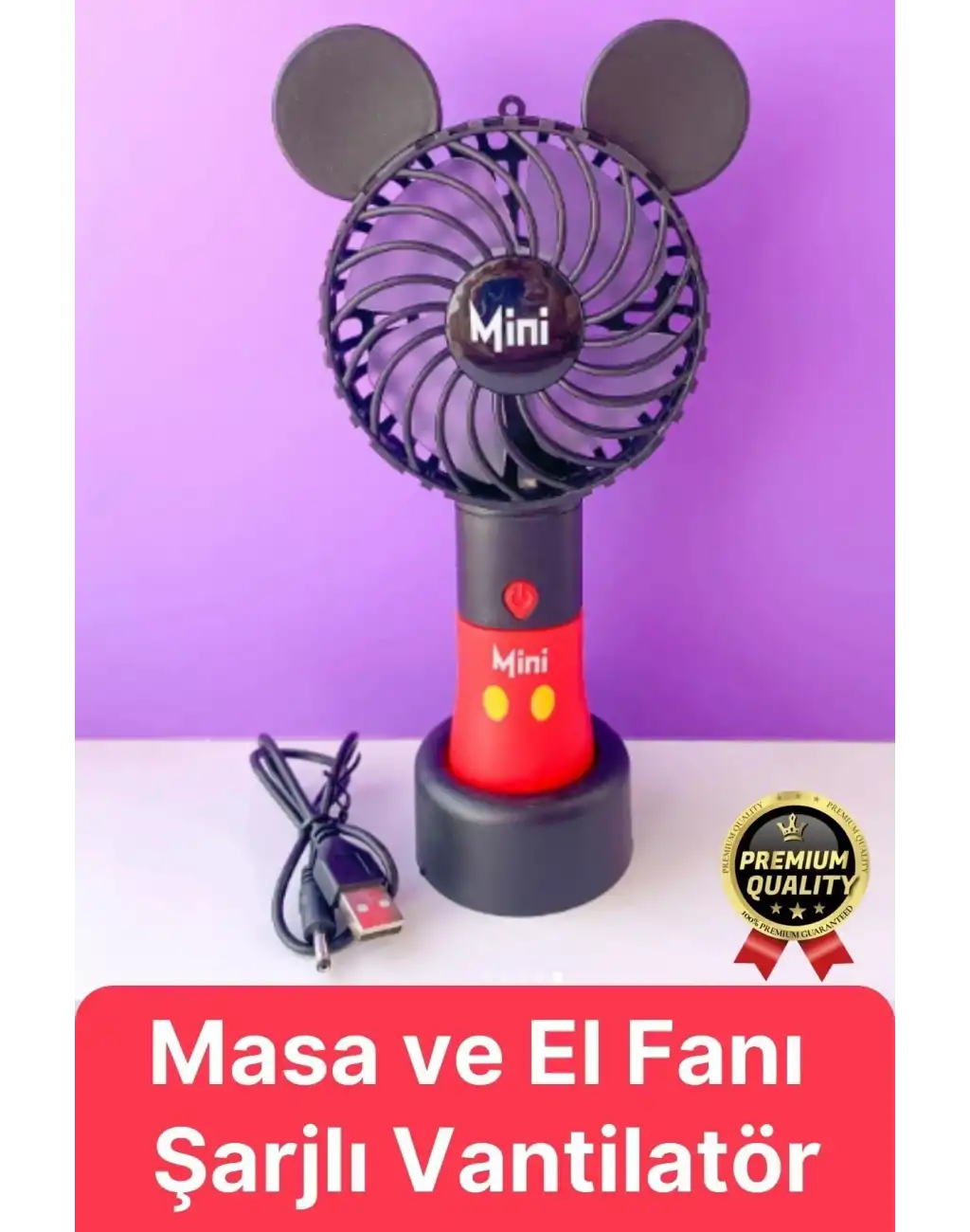 Yeni Seri Taşınabilir Kablosuz 1200mAh Pervaneli 2 Kademeli Usb Şarjlı Masa ve El Fanı Vantilatör