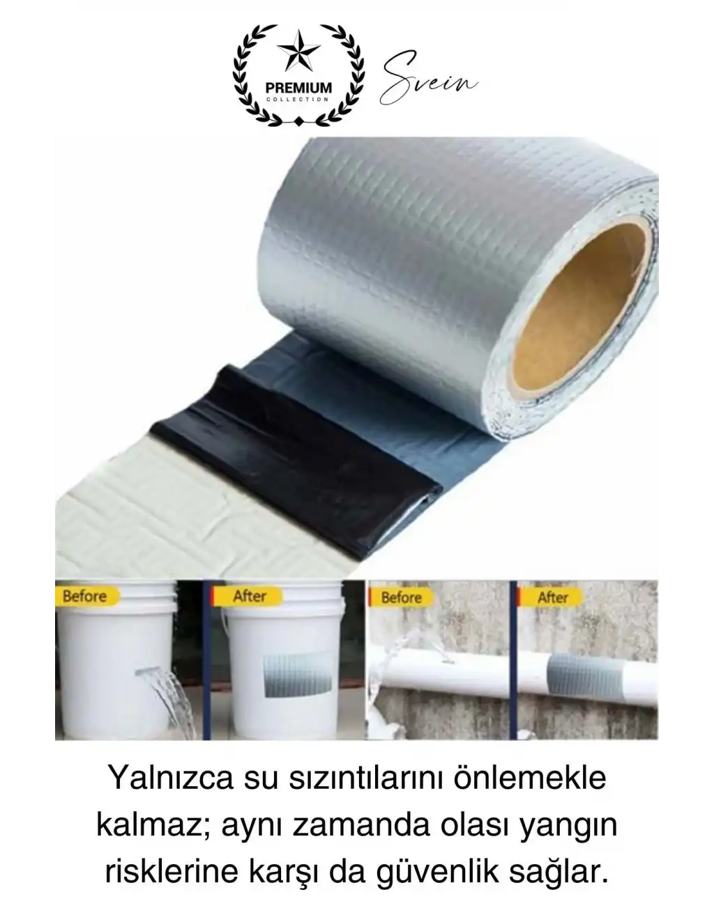 Ekstra Güçlü 2 mt Dış Cephe Su Geçirmez Sakız Bant Yalıtım Çamur Bandı Alev Geciktirici Sızdırmaz