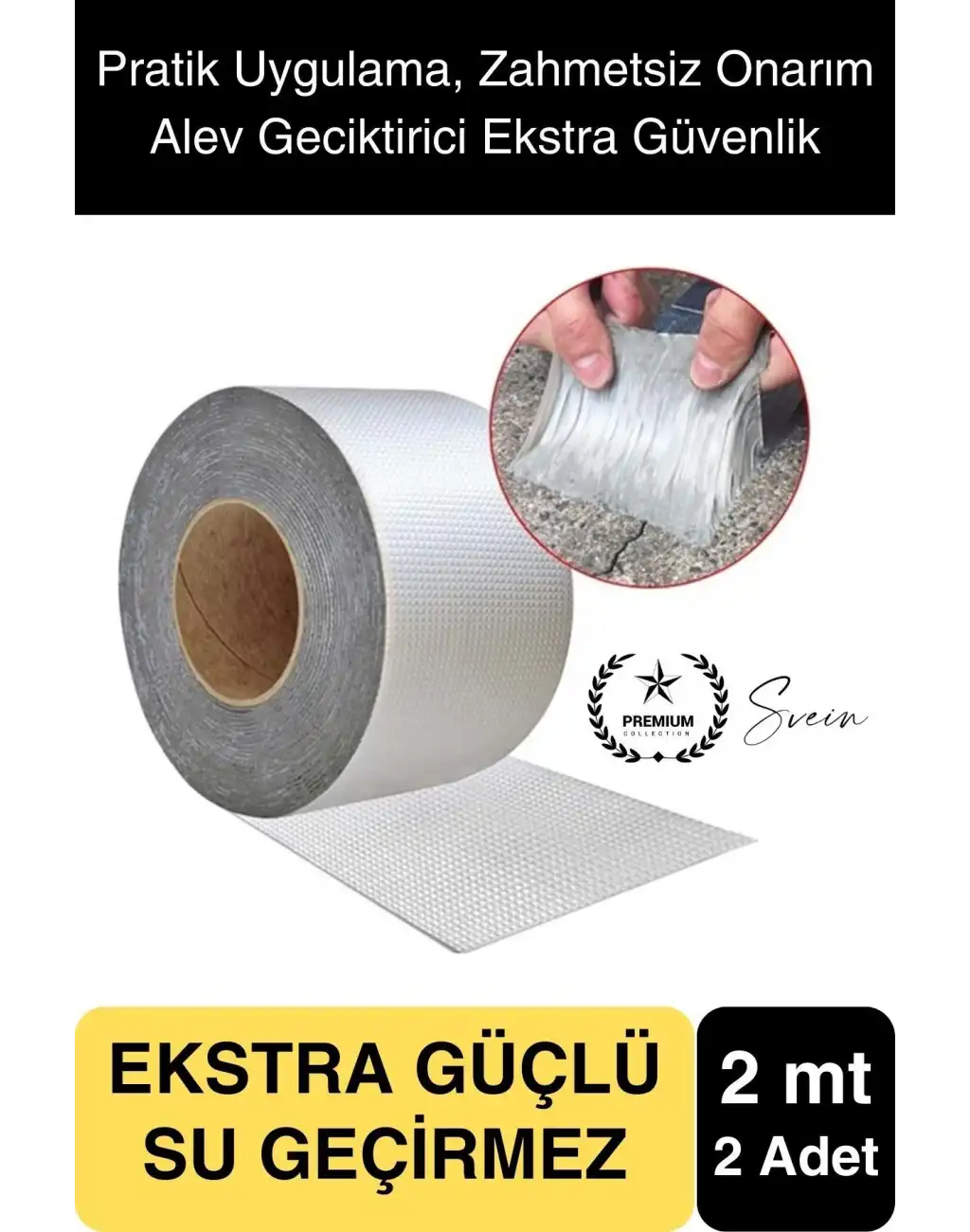 Ekstra Güçlü 2 mt Dış Cephe Su Geçirmez Sakız Bant Yalıtım Çamur Bandı Sızdırmaz 2 Adet