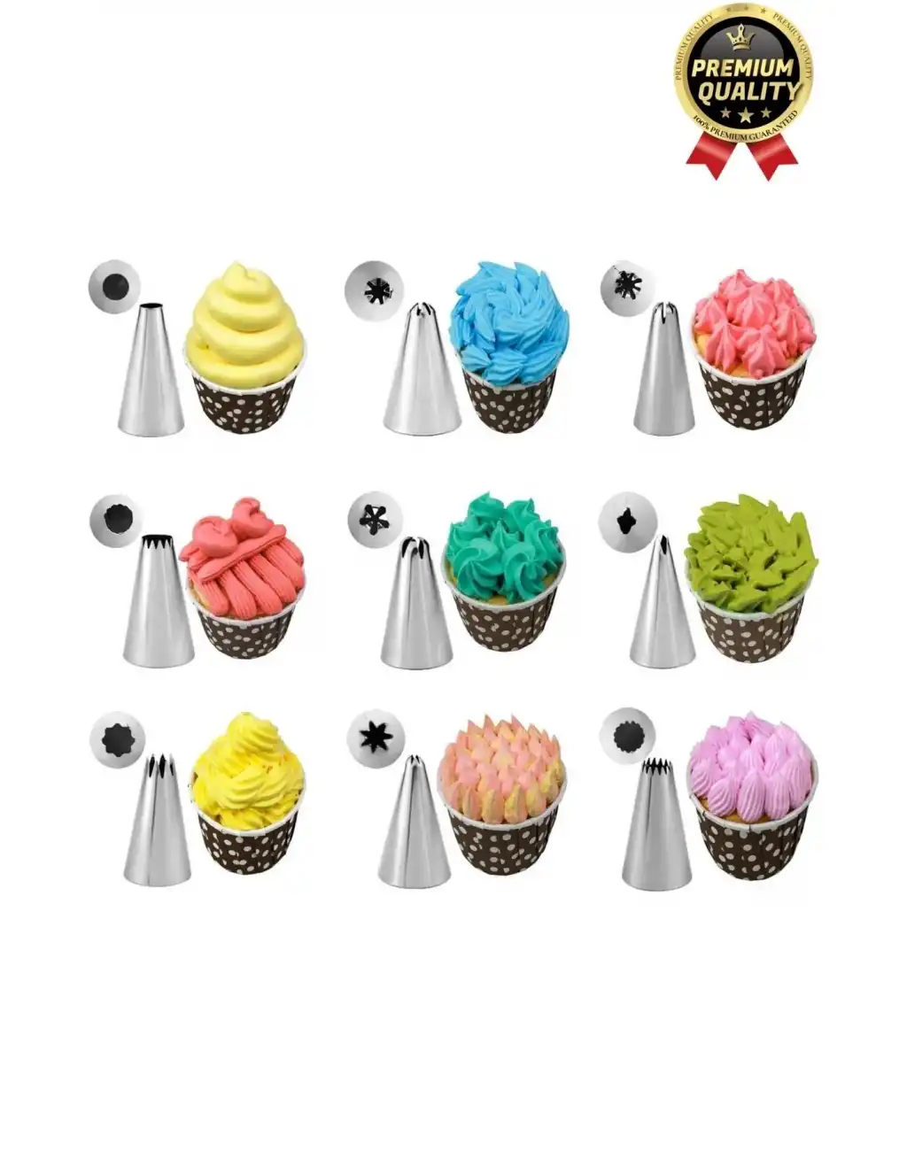 Profesyonel Paslanmaz Çelik Uçlu Tatlı Pasta Kurabiye Kek Süsleme Krema Sıkma Torbası Seti 10 Parça