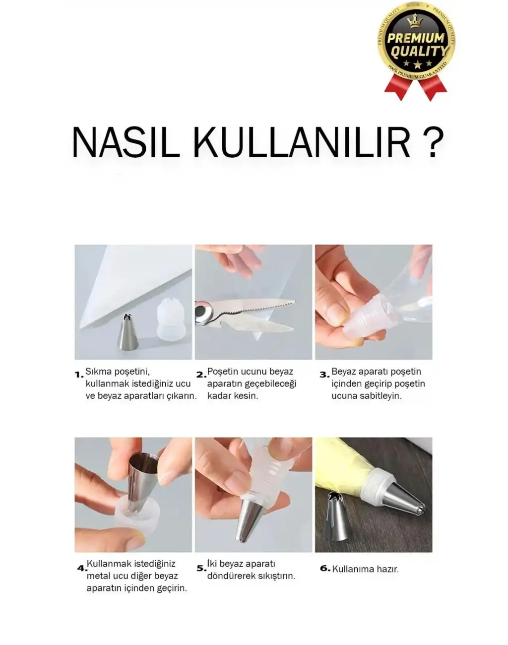Profesyonel Paslanmaz Çelik Uçlu Tatlı Pasta Kurabiye Kek Süsleme Krema Sıkma Torbası Seti 10 Parça