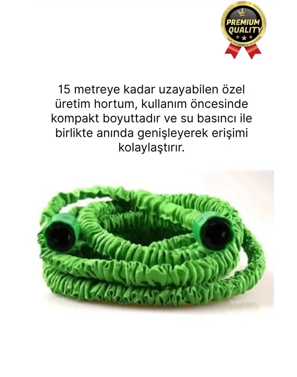 Çok Amaçlı Kırılmaz Dolaşmaz 7 Fonksiyonlu Bahçe Sulama Araç Yıkama Tabancalı Uzayan Hortum 15 Metre