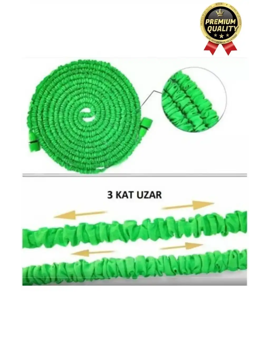 Çok Amaçlı Kırılmaz Dolaşmaz 7 Fonksiyonlu Bahçe Sulama Araç Yıkama Tabancalı Uzayan Hortum 22,5 Mt