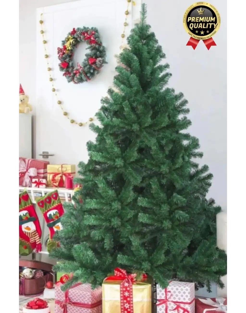 Premium Kalite Yeni Yıl Süsleme Seti Renkli Işık Hediye Yılbaşı Çam Ağacı Noel Paketi 150 Cm 220 Dal