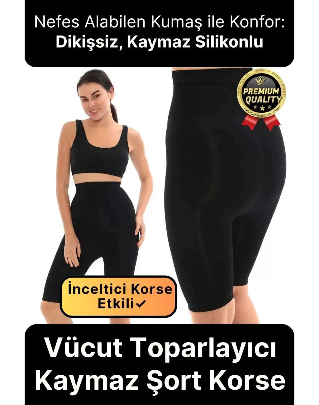 Doğum Sezeryan Sonrası Vücut Toparlayıcı Kaymaz Silikon Dikişsiz Selüllit Önleyici Paçalı Şort Korse