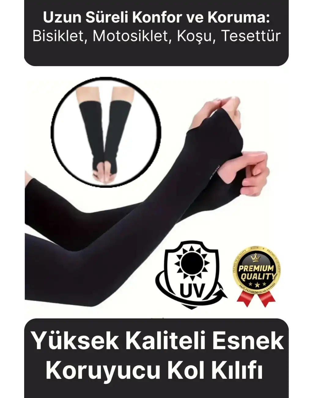 Kaliteli Uzun Kumaş Esnek Spor Bisiklet Motosiklet Koşu Tesettür Güneş Anti UV Koruyucu Kol Kılıfı