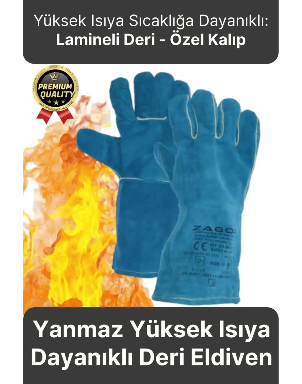 Özel Üretim Konforlu Yüksek Isıya Dayanıklı Yangın Kaynakçı Yanmaz Çok Amaçlı Bahçe Deri İş Eldiveni