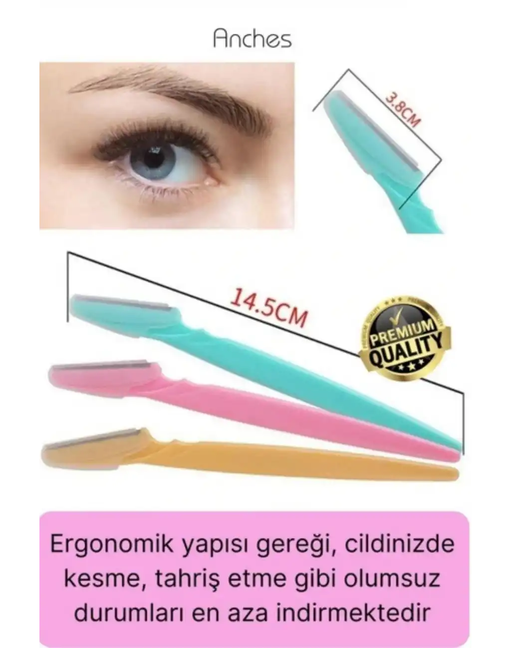 Çok Amaçlı Pratik Tahriş Etmez Acısız Yüz Tüy Alma Epilasyon Aleti 3lü Kaş Bıyık Tıraş Usturası