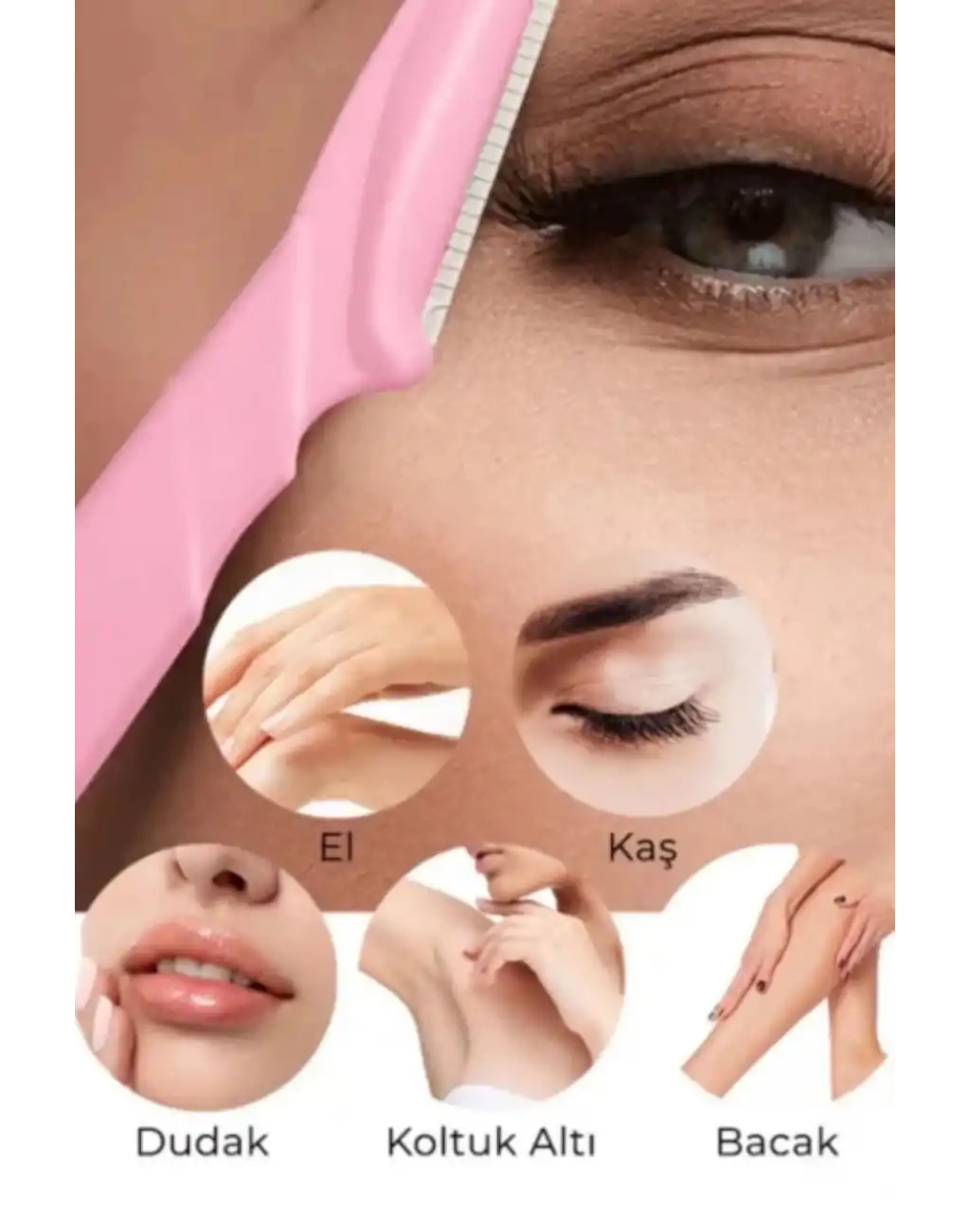 Çok Amaçlı Pratik Tahriş Etmez Acısız Yüz Tüy Alma Epilasyon Aleti 3lü Kaş Bıyık Tıraş Usturası