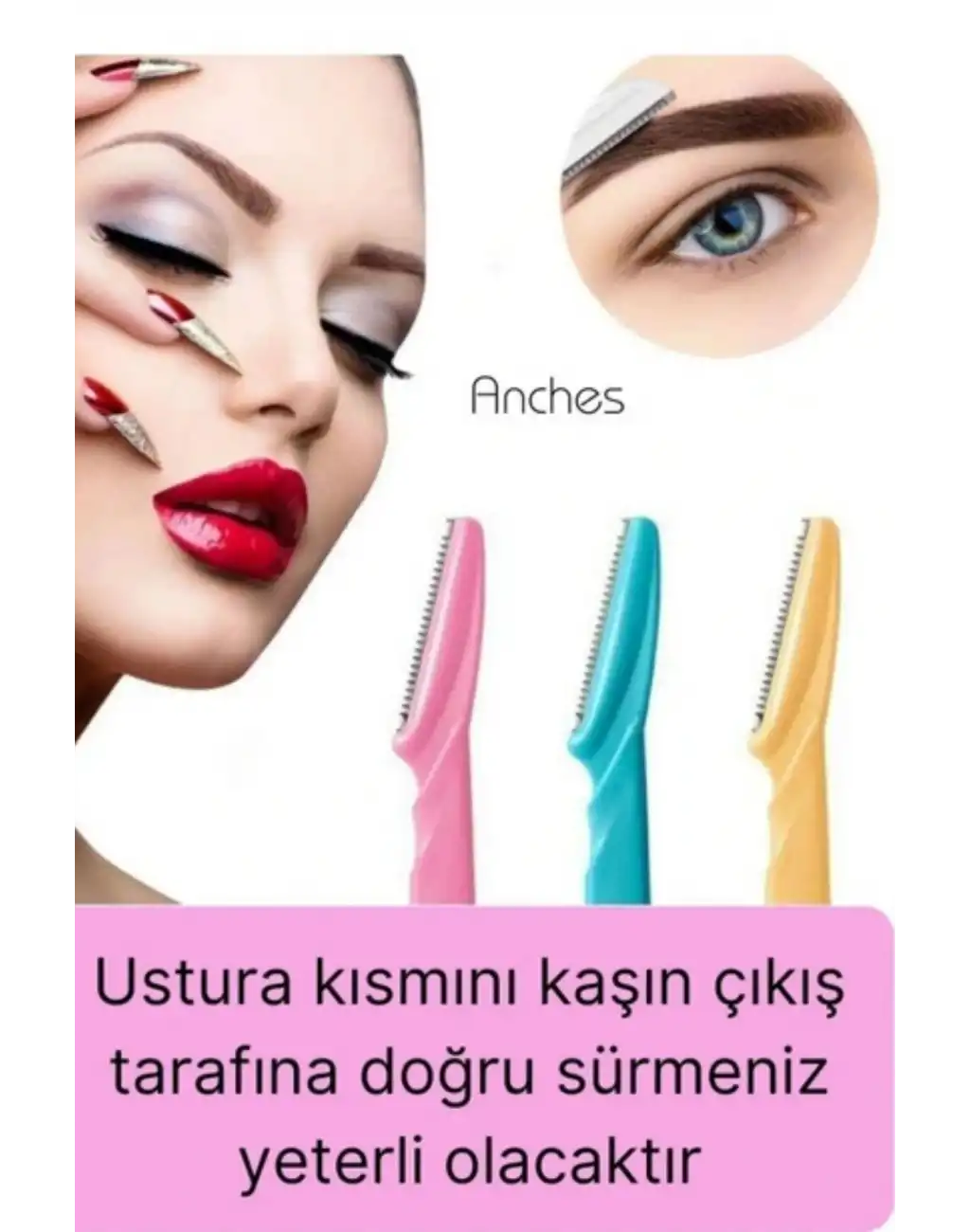 Çok Amaçlı Pratik Tahriş Etmez Acısız Yüz Tüy Alma Epilasyon Aleti 3lü Kaş Bıyık Tıraş Usturası