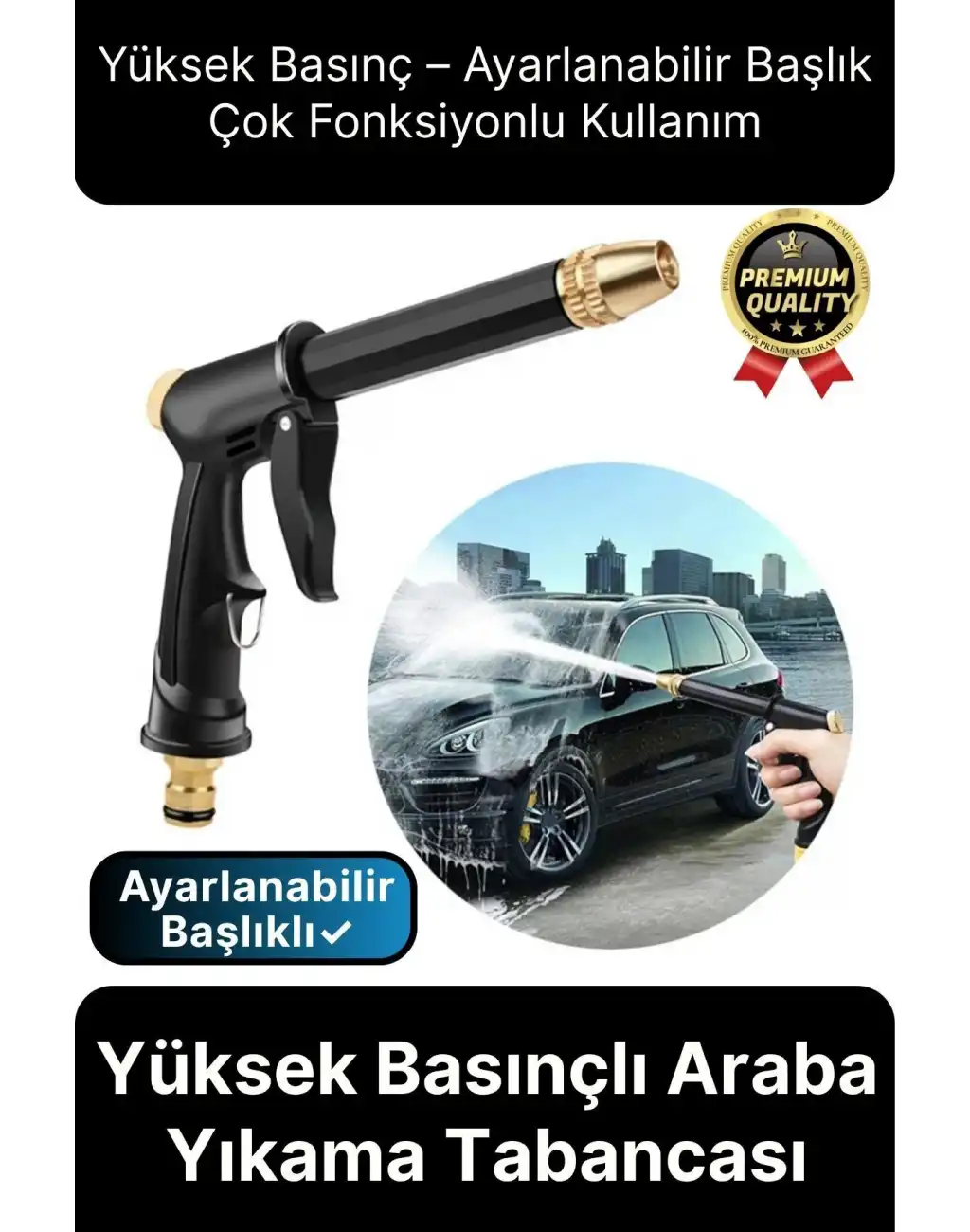 Çok Fonksiyonlu Taşınabilir Ayarlanabilir Başlıklı Yüksek Basınçlı Bahçe Oto Araba Yıkama Tabancası
