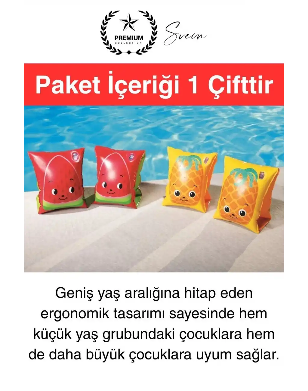 Meyve Desen Güvenli 5-12 Yaş Çocuklar İçin Yüzme Kolluk Deniz Havuz Şişme Kolluğu Yüzücü Hava Odalı