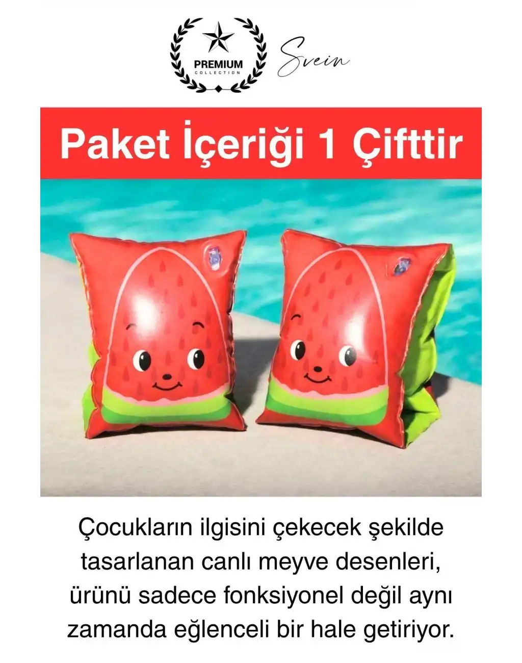 Meyve Desen Güvenli 5-12 Yaş Çocuklar İçin Yüzme Kolluk Deniz Havuz Şişme Kolluğu Yüzücü Hava Odalı