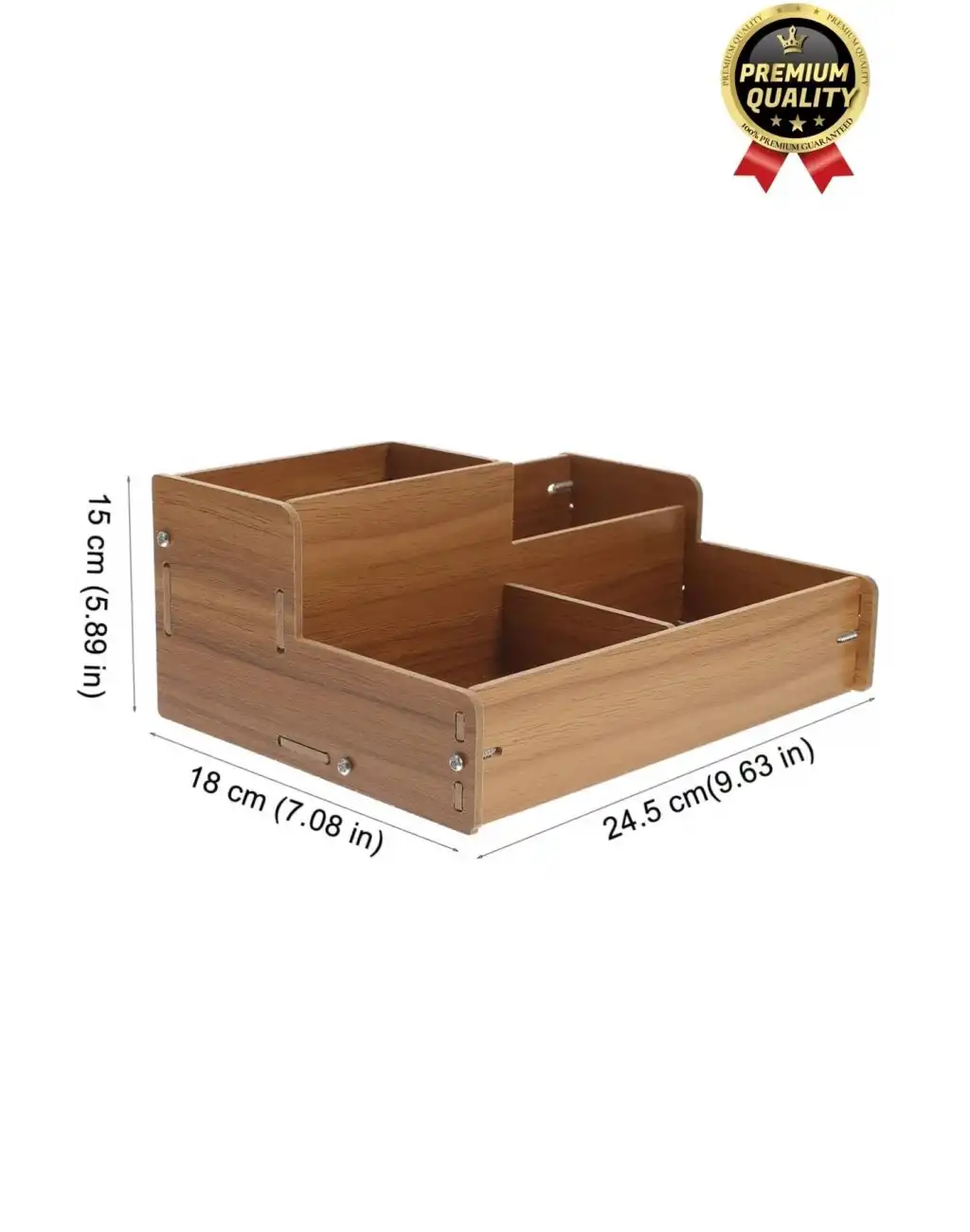 Kırtasiye Kalem Makyaj Malzemesi Saklama Çok Amaçlı 4 Gözlü Bölmeli Ahşap Masa Üstü Düzenleyici Kutu