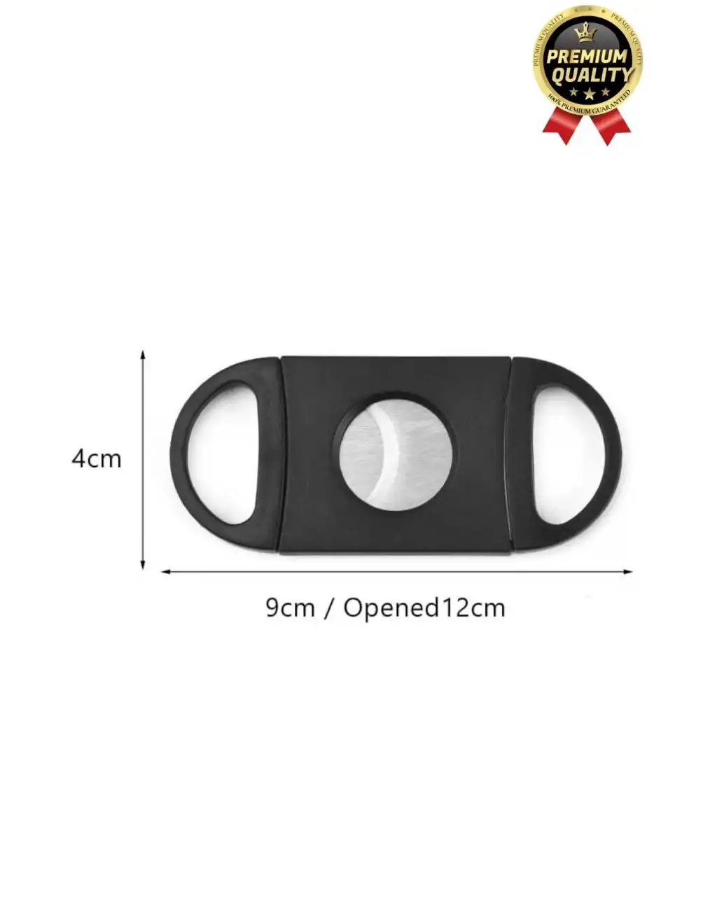 Premium Zarif İşlevsel Paslanmaz Çelik Keskin Çift Bıçaklı Oval Siyah Plastik Puro Makası Kesici