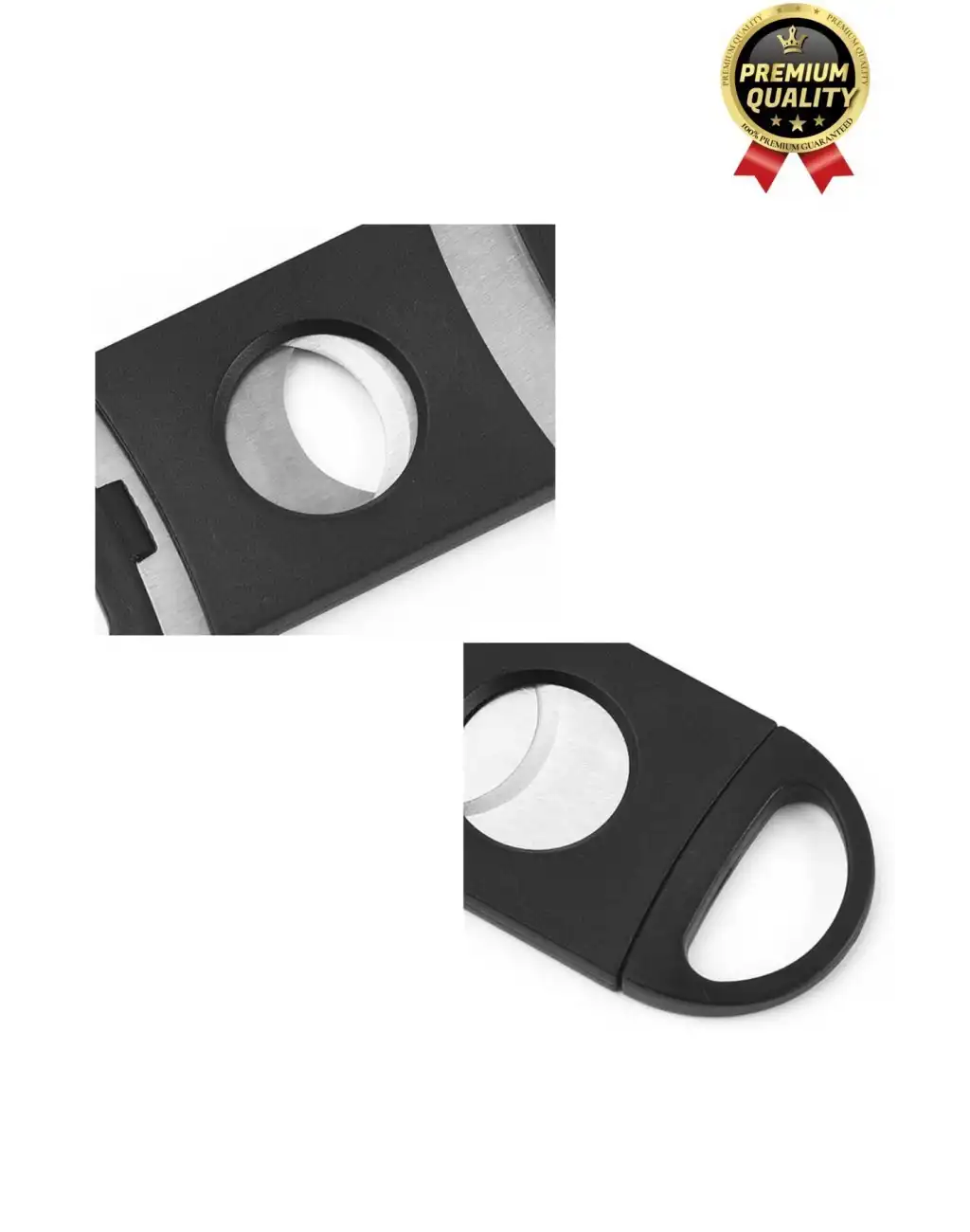 Premium Zarif İşlevsel Paslanmaz Çelik Keskin Çift Bıçaklı Oval Siyah Plastik Puro Makası Kesici