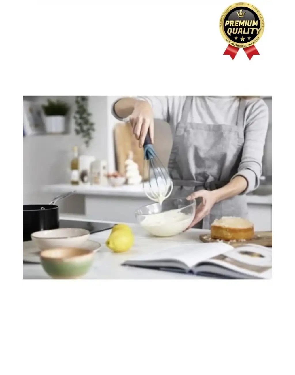 Profesyonel Dayanıklı Yapışmaz Çeyiz Mutfak Yumurta Kek Düz Balon Silikon Saplı 2 işlevli Çırpıcı