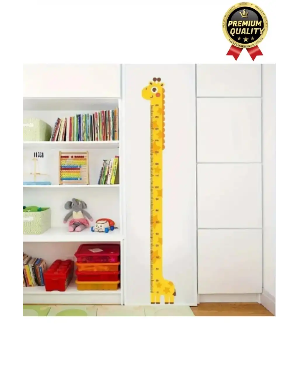 Yeni Seri Çift Taraflı Bantlı Çocuk Büyüme Cetveli Eğlenceli Sevimli Sarı Zürafa Boy Ölçüsü Sticker