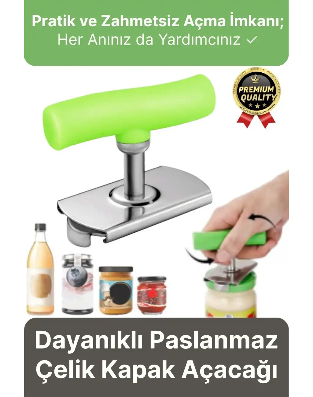 Dayanıklı Ölçülü Ayarlanabilir Paslanmaz Çelik Mutfak Pratik Kavanoz Konserve Şişe Kapak Açacağı