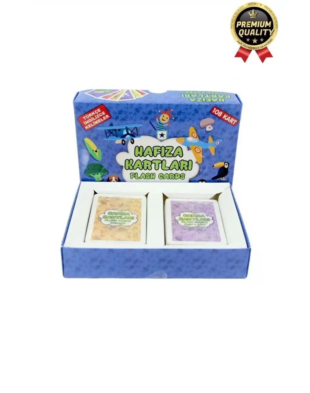Yeni Seri Aile Eğitici Öğretici Eğlenceli Renkli Türkçe İngilizce İkili Hafıza Oyun Kartı-108 Kart