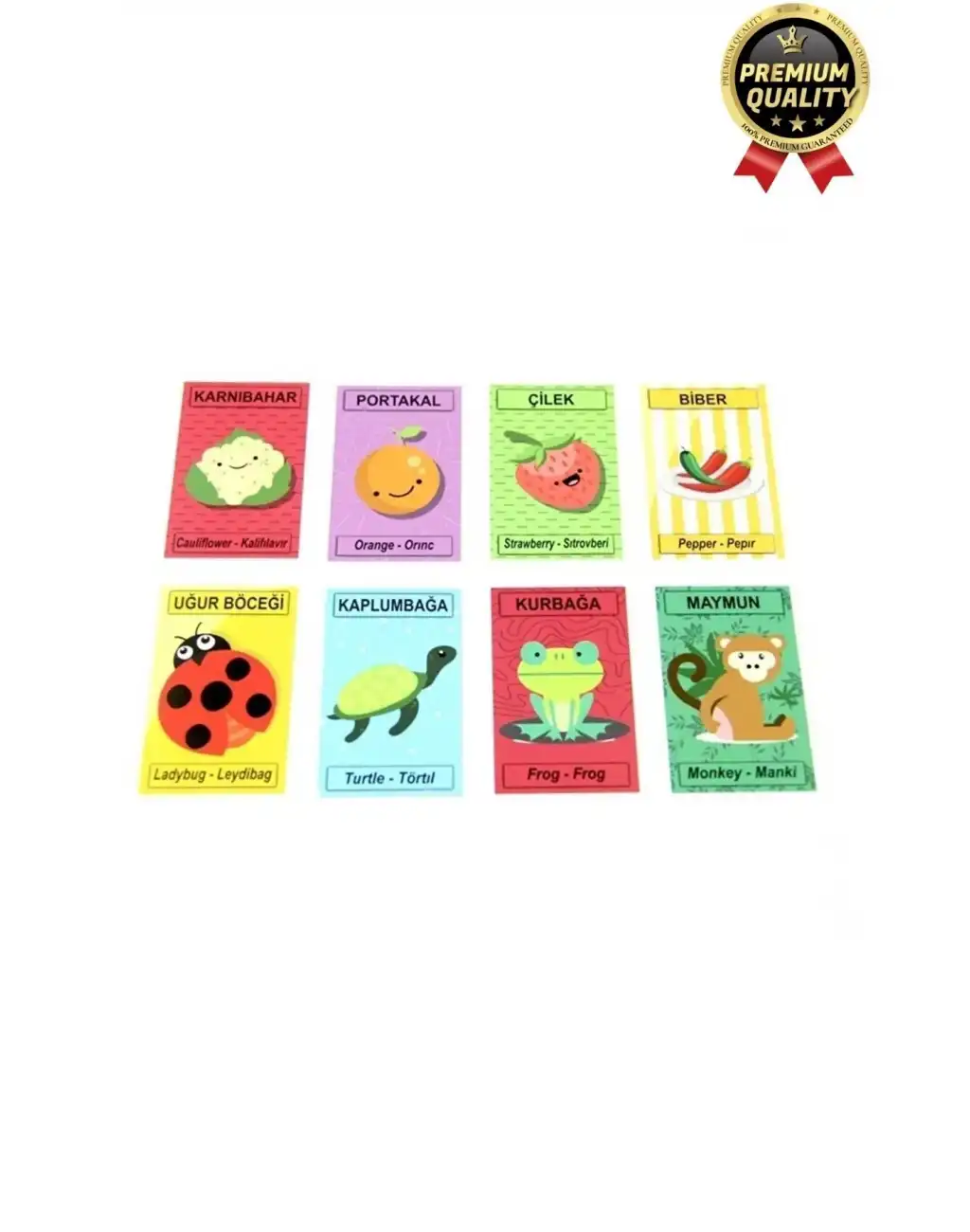 Yeni Seri Aile Eğitici Öğretici Eğlenceli Renkli Türkçe İngilizce İkili Hafıza Oyun Kartı-108 Kart