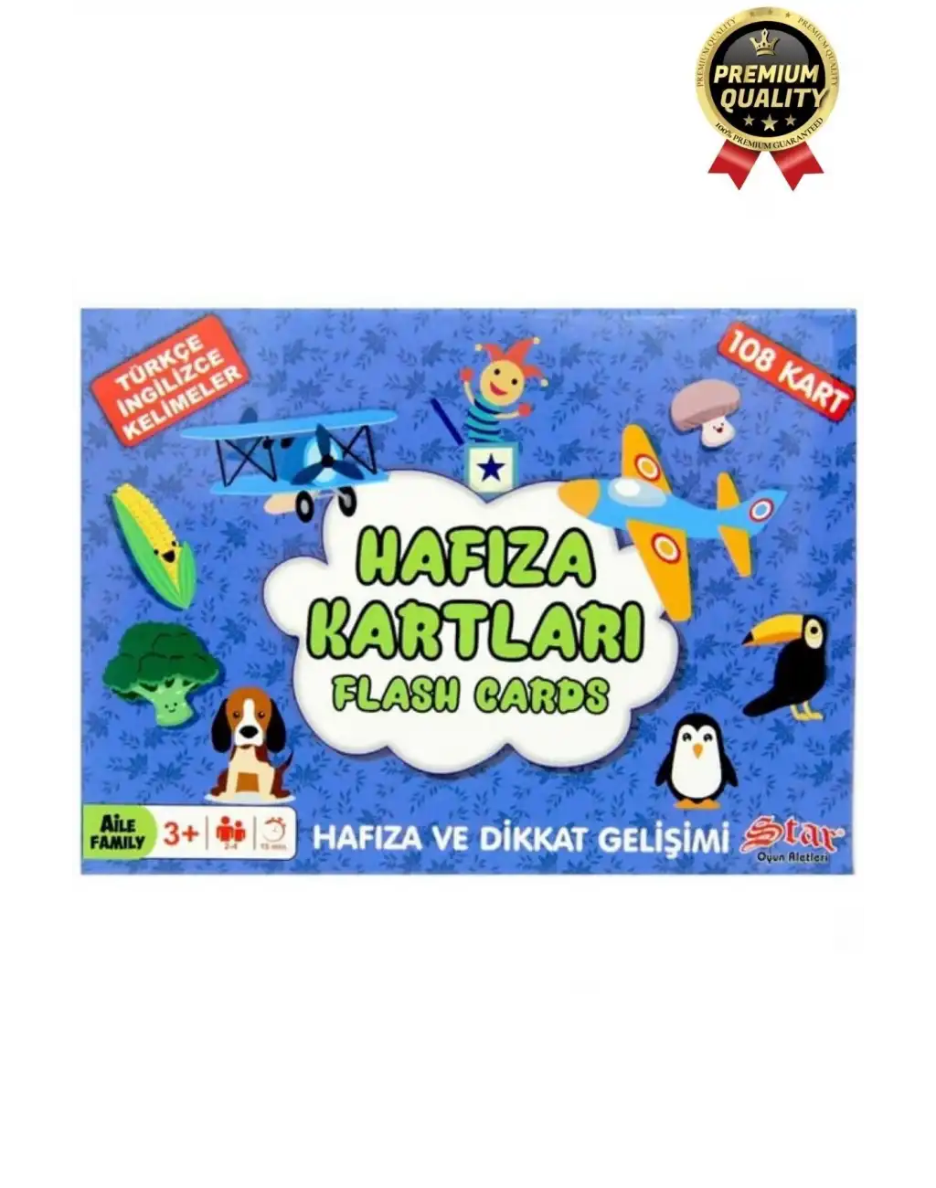 Yeni Seri Aile Eğitici Öğretici Eğlenceli Renkli Türkçe İngilizce İkili Hafıza Oyun Kartı-108 Kart