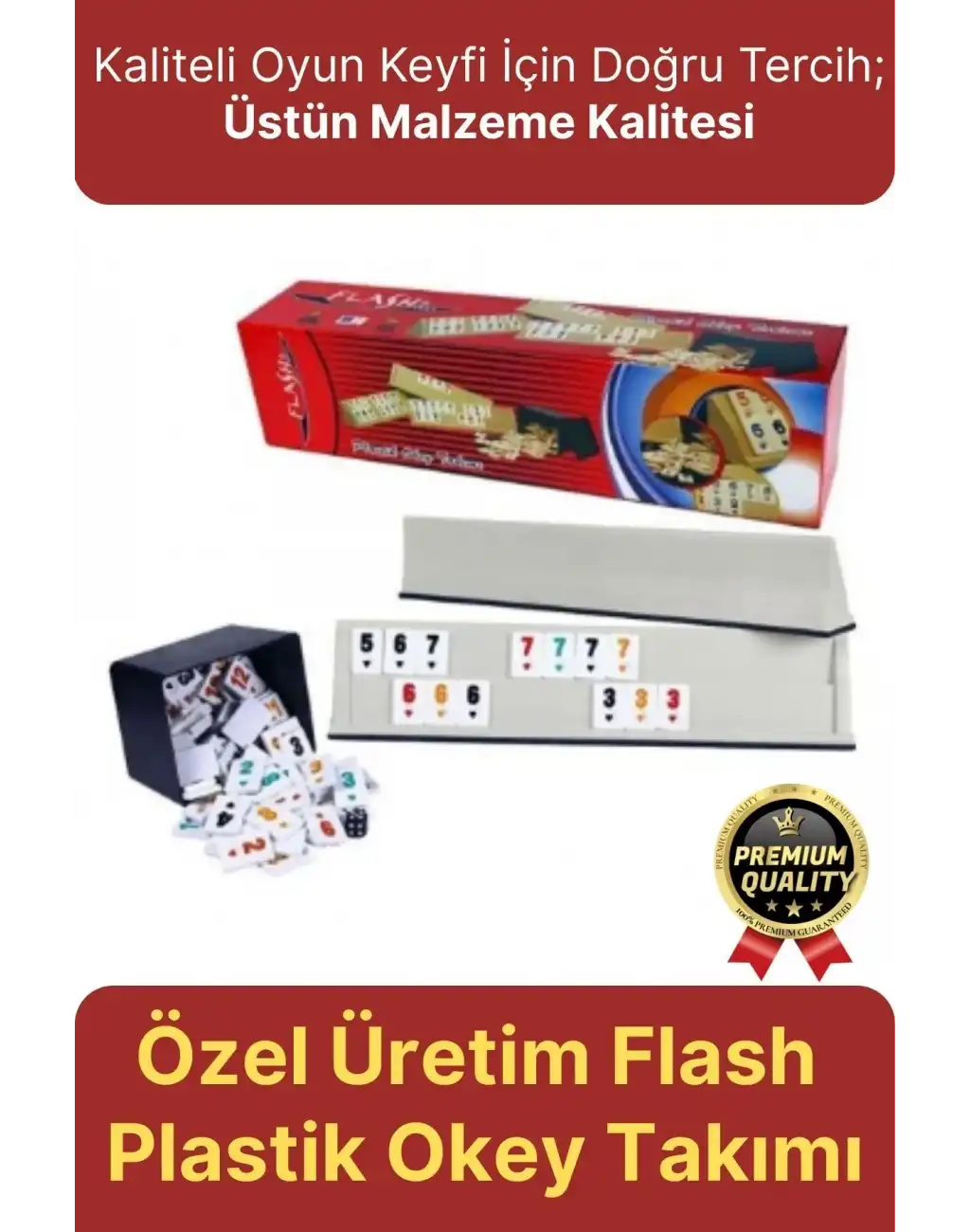 Premium Kaliteli Eğlence Hobi Çizilmeye Dayanıklı Silinebilir Büyük Boy Flash Plastik Okey Takımı
