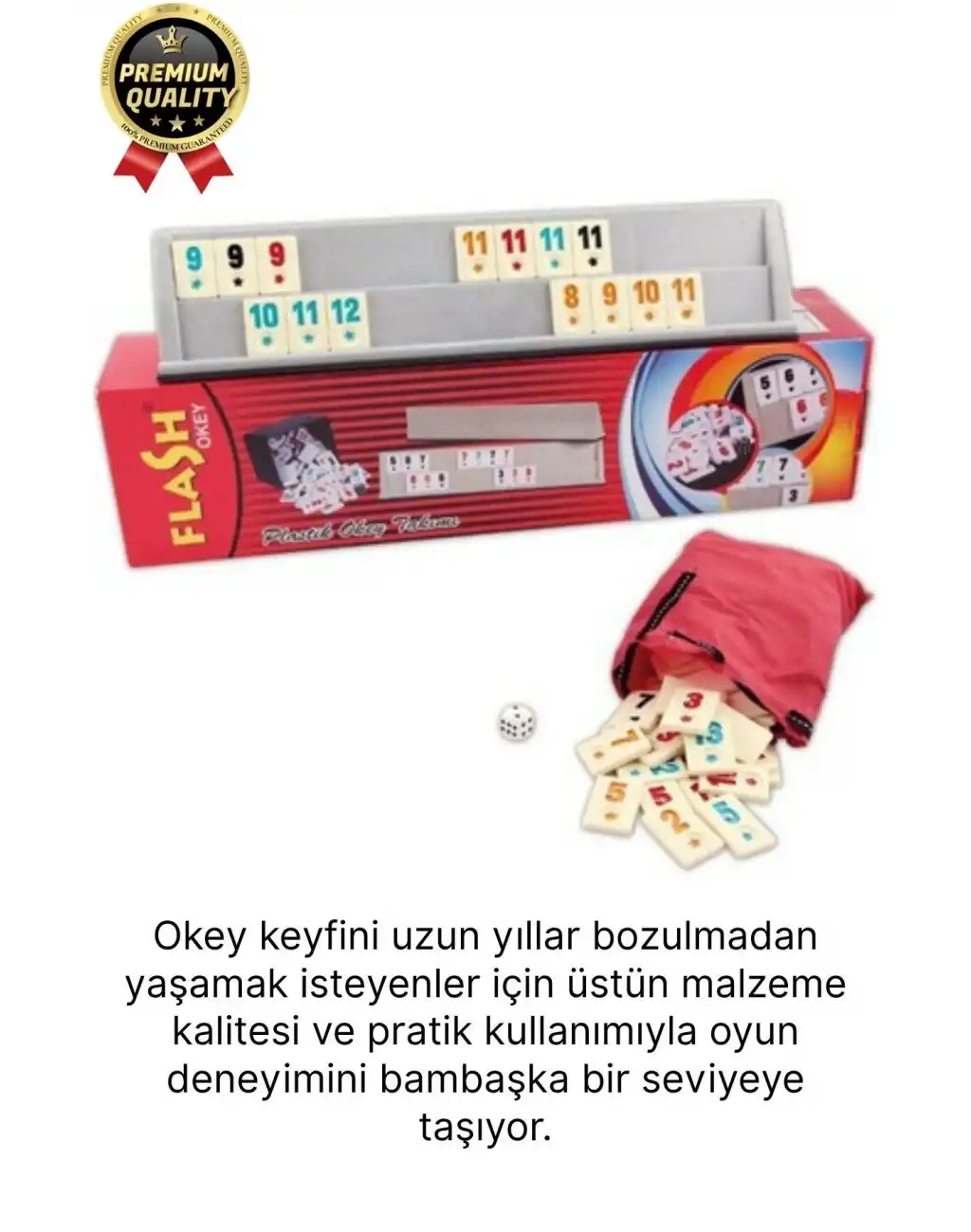 Premium Kaliteli Eğlence Hobi Çizilmeye Dayanıklı Silinebilir Büyük Boy Flash Plastik Okey Takımı