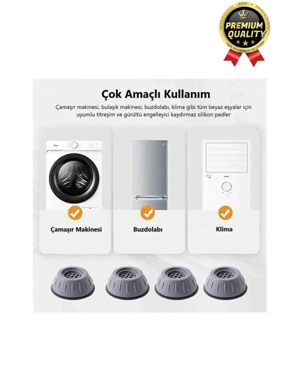 Gürültü Engellen Titreşim Önleyici Vantuzlu Beyaz Eşya Çamaşır Bulaşık Makinası Ayak Pedi Stoper