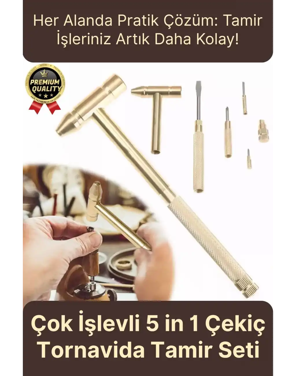 Çok İşlevli Kompakt Telefon Mücevher Kuyumcu Araba İş Ev Onarım 5 in 1 Çekiç Tornavida Tamir Seti