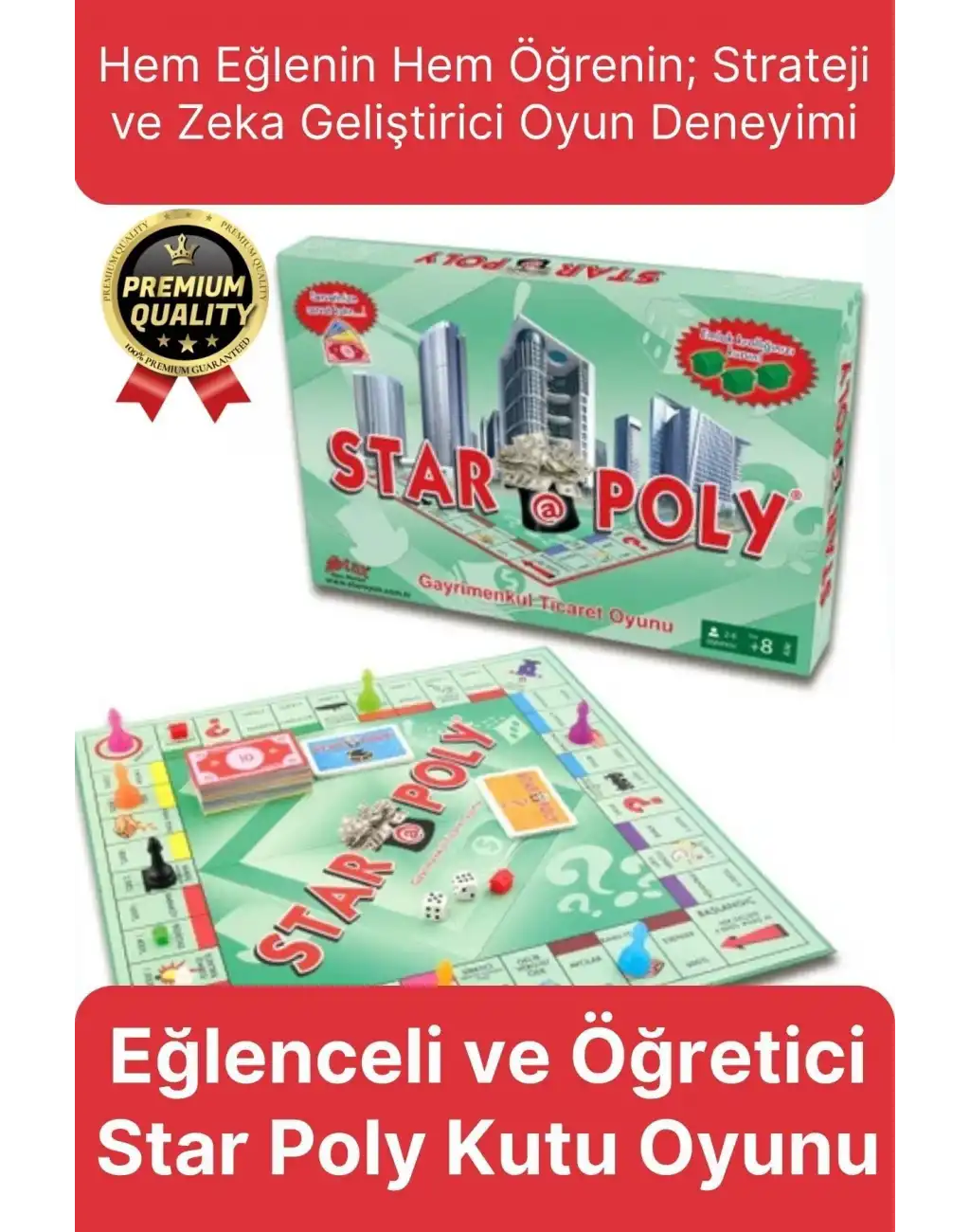 Premium Eğlence Strateji Aile Etkinlik Aktivite Monopoly Emlak Gayrimenkul Ticaret Oyunu Star Poly