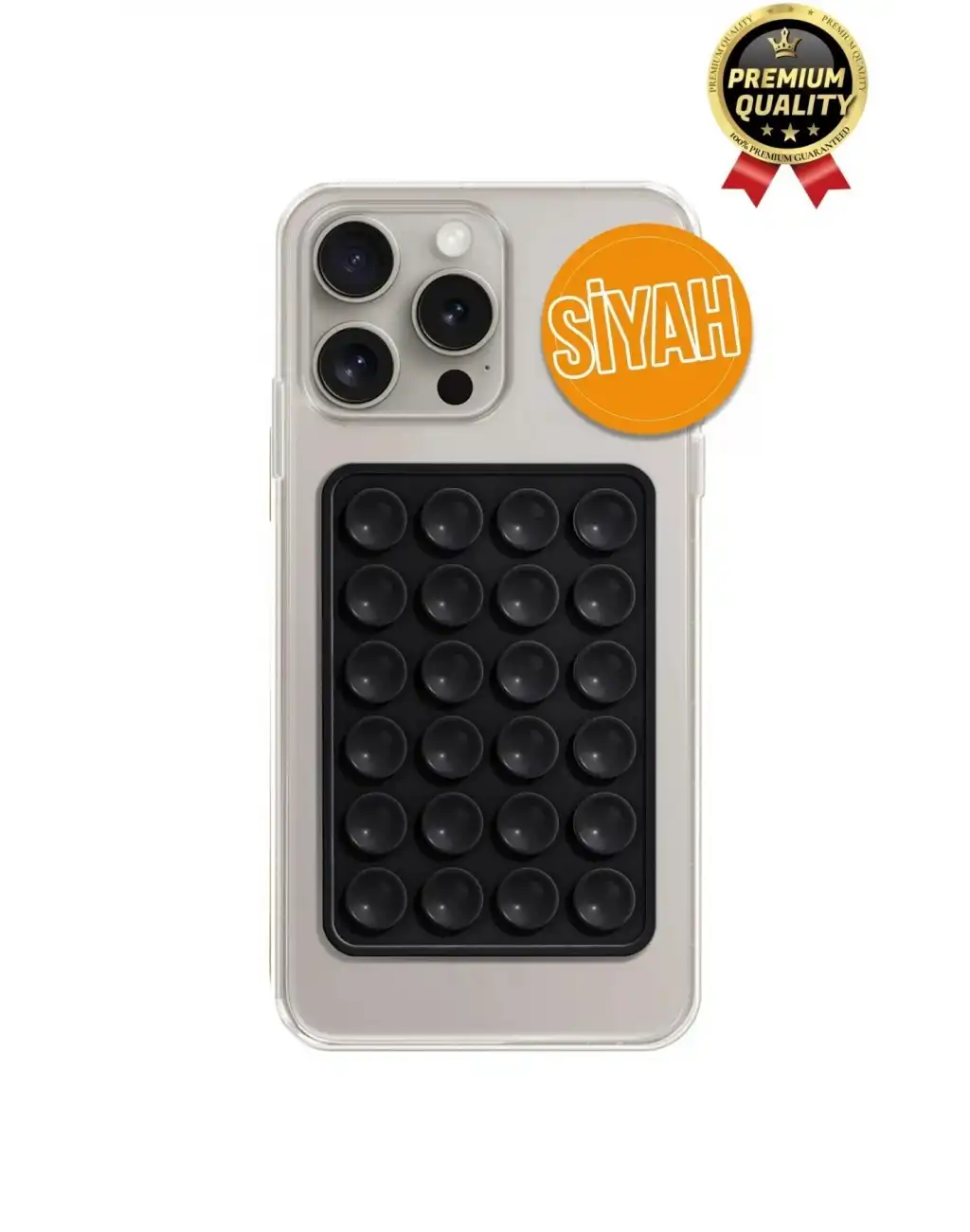 Özel Üretim Tüm Yüzeylere Uyumlu Kaymaz Siyah Güçlü Vantuzlu Silikon Yapışkanlı Telefon Tutucu