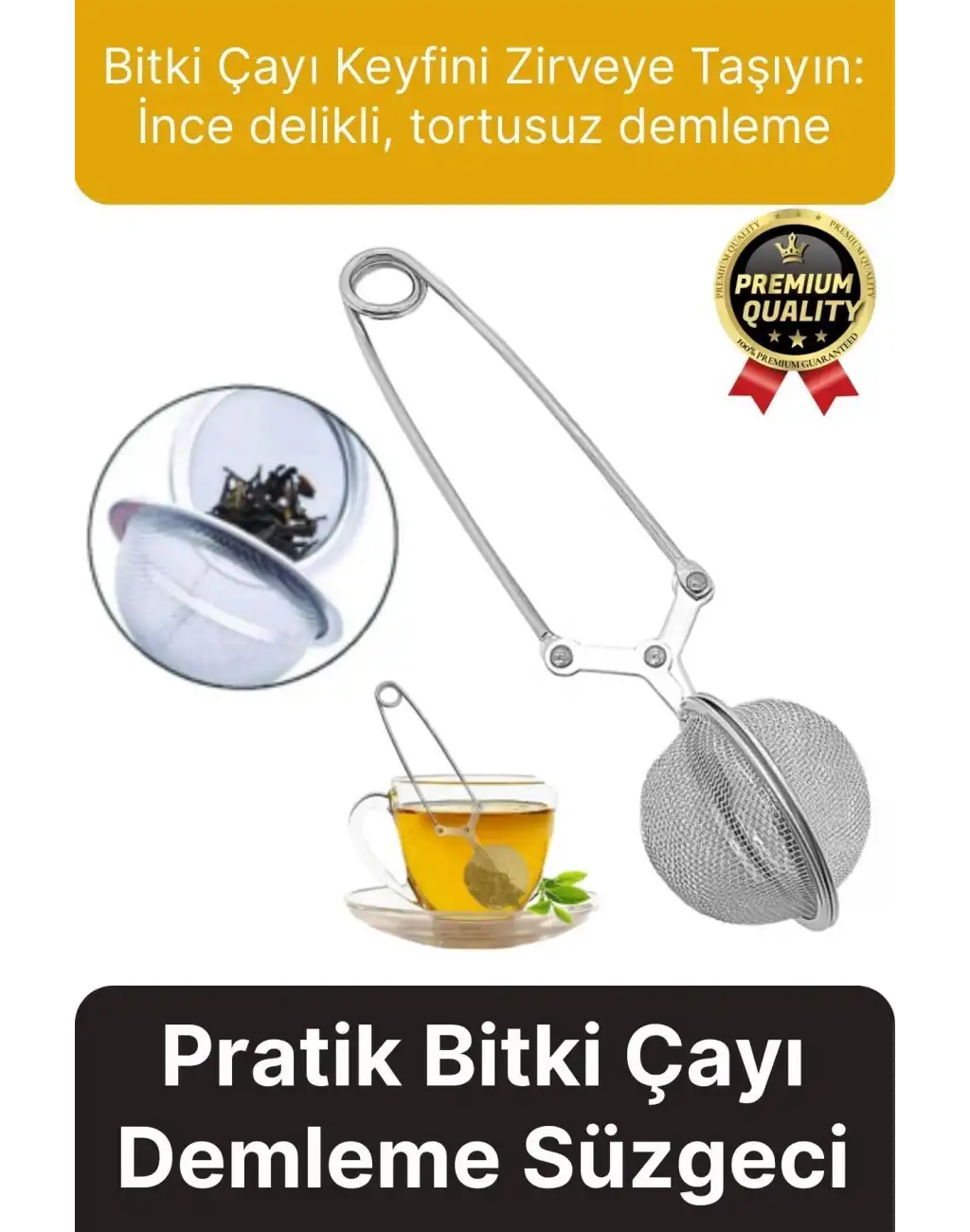 Yüksek Kalite Pratik Kolay Dayanıklı Paslanmaz Çelik Geniş Kulp Bitki Çayı Demleme Süzgeci Aparatı