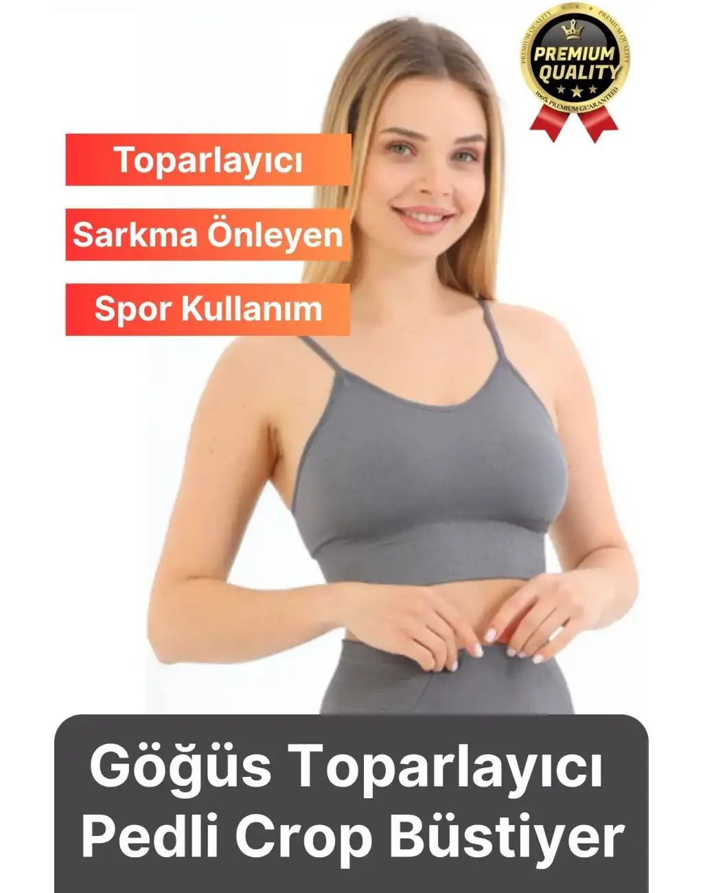 Göğüs Toparlayıcı Sarkma Önleyen Gündelik Spor Kullanım İnce İp Askılı Pedli Çizgili Crop Büstiyer