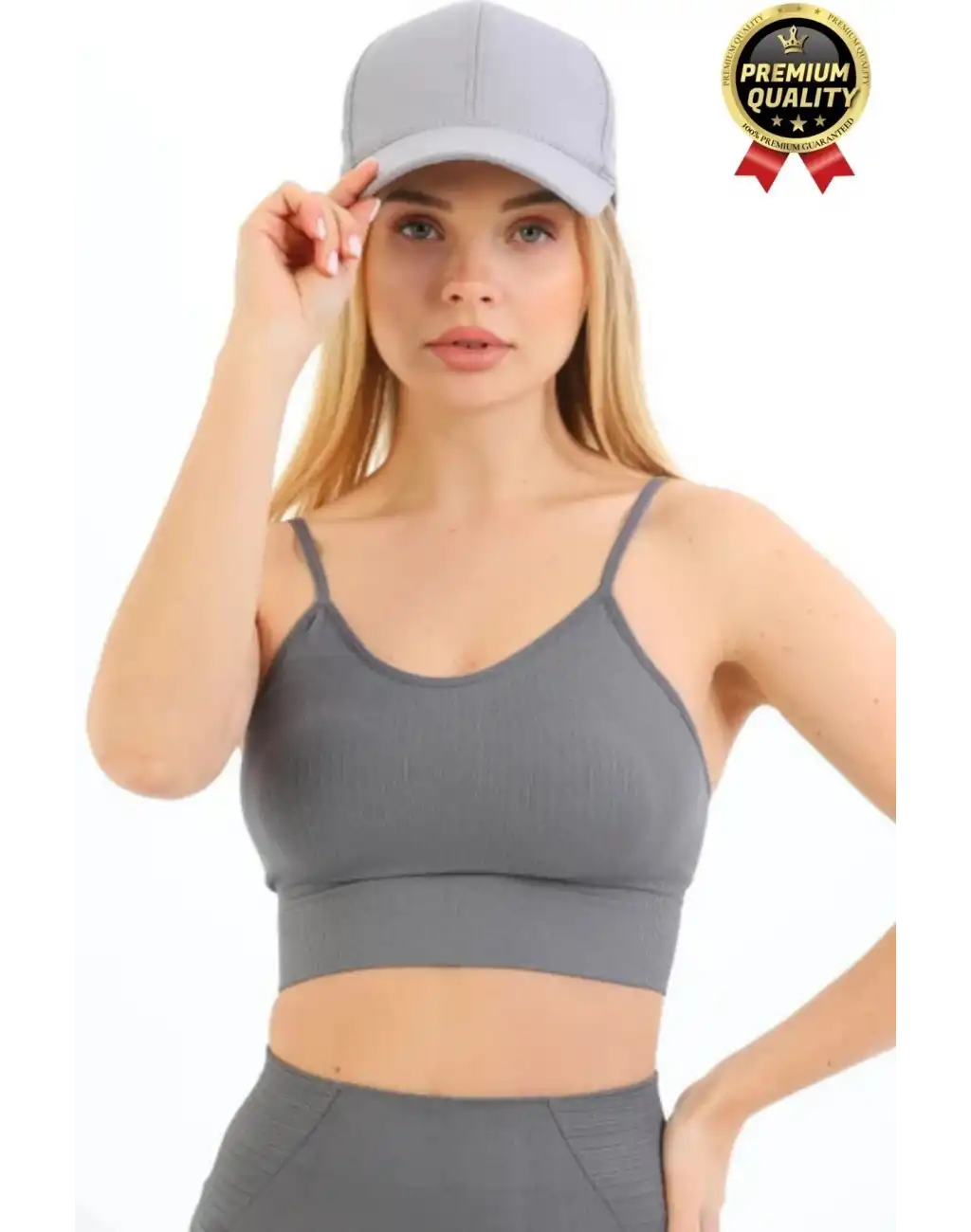 Göğüs Toparlayıcı Sarkma Önleyen Gündelik Spor Kullanım İnce İp Askılı Pedli Çizgili Crop Büstiyer