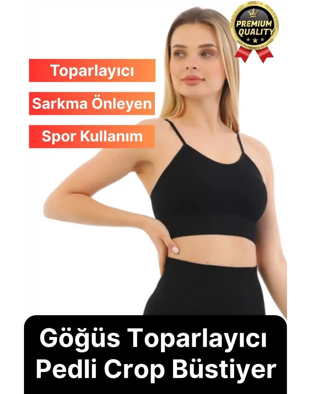 Göğüs Toparlayıcı Sarkma Önleyen Gündelik Spor Kullanım İnce İp Askılı Pedli Çizgili Crop Büstiyer
