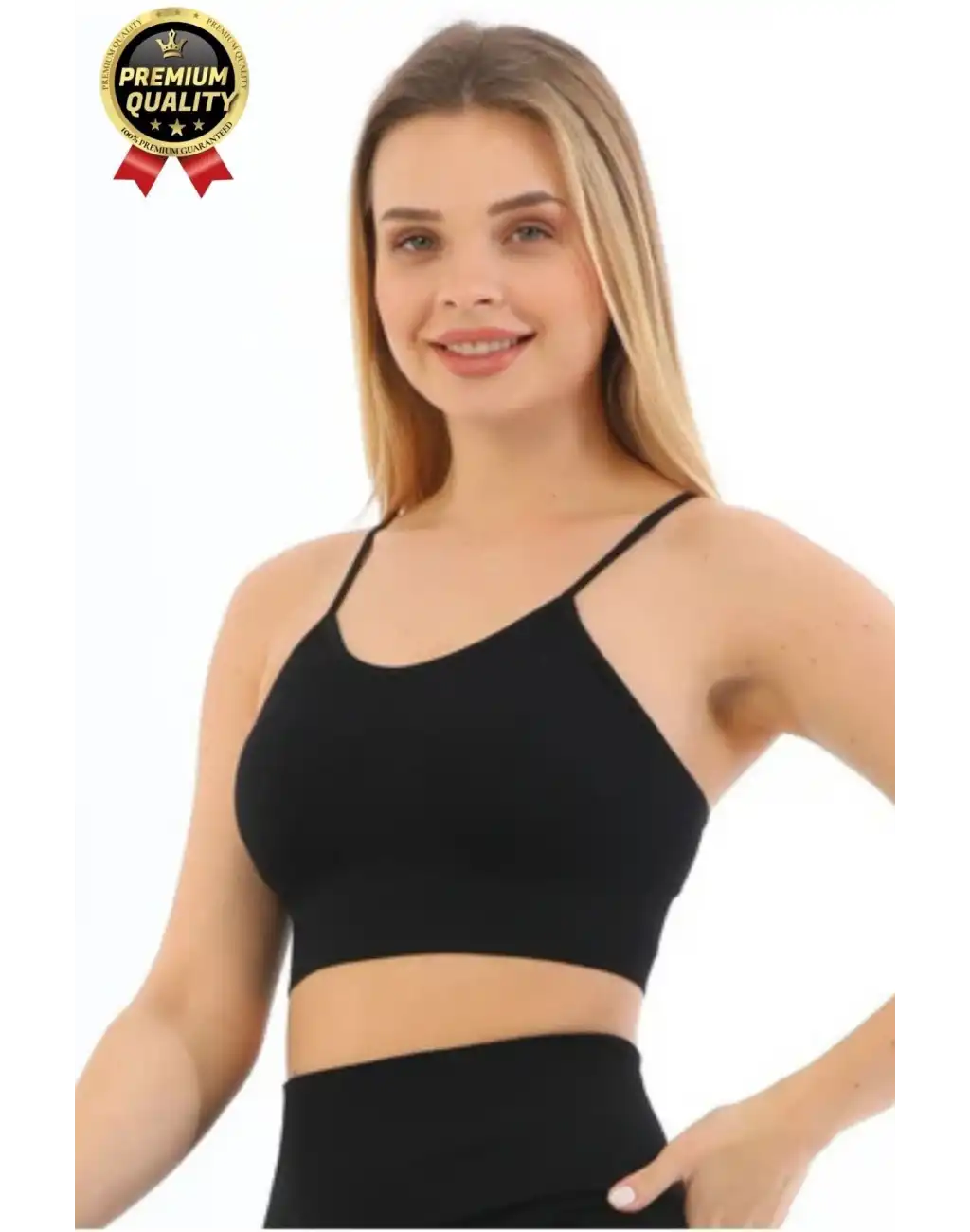 Göğüs Toparlayıcı Sarkma Önleyen Gündelik Spor Kullanım İnce İp Askılı Pedli Çizgili Crop Büstiyer