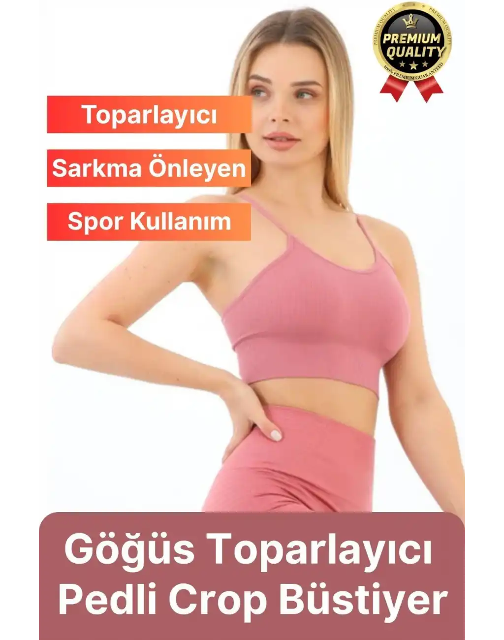 Göğüs Toparlayıcı Sarkma Önleyen Gündelik Spor Kullanım İnce İp Askılı Pedli Çizgili Crop Büstiyer