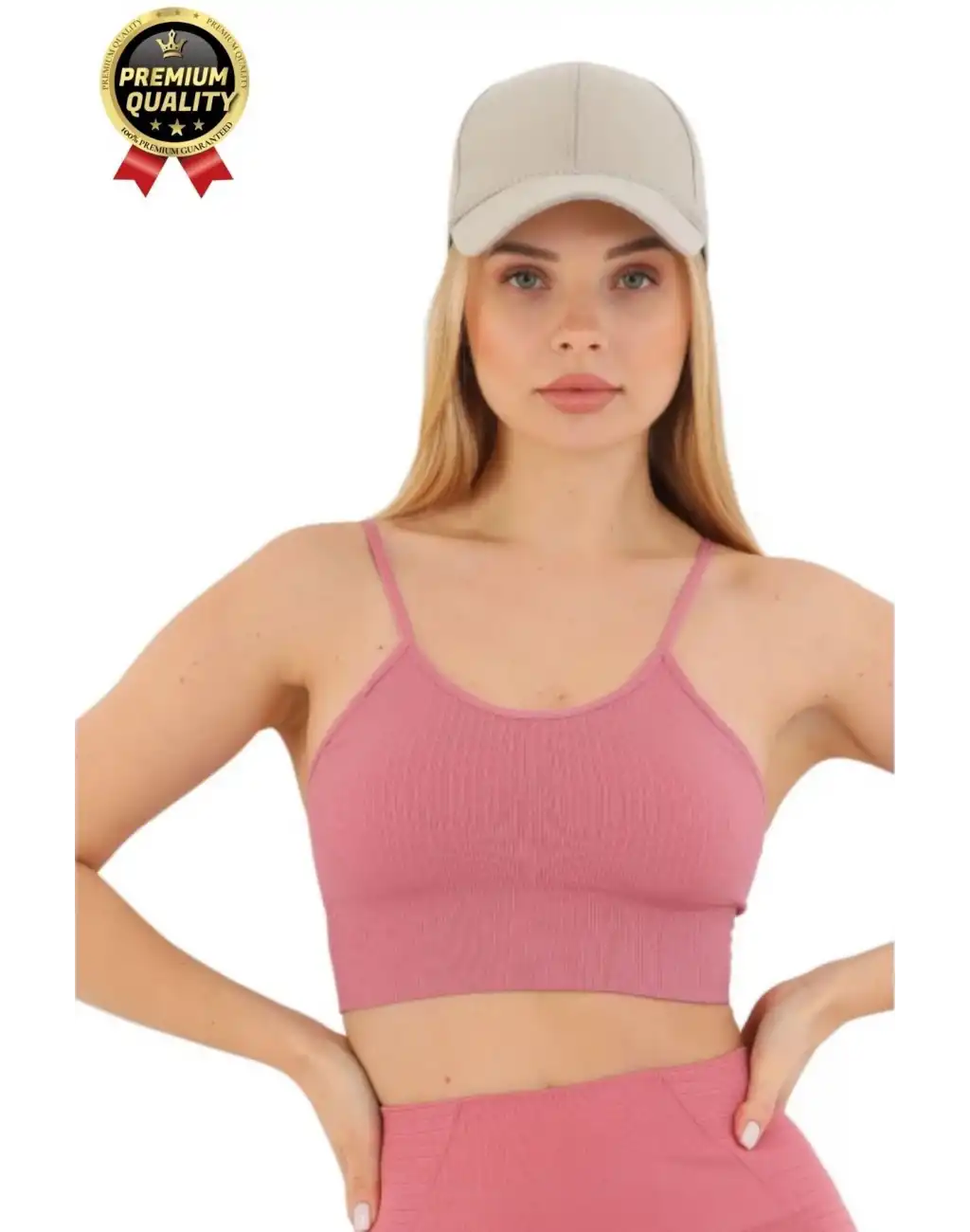 Göğüs Toparlayıcı Sarkma Önleyen Gündelik Spor Kullanım İnce İp Askılı Pedli Çizgili Crop Büstiyer