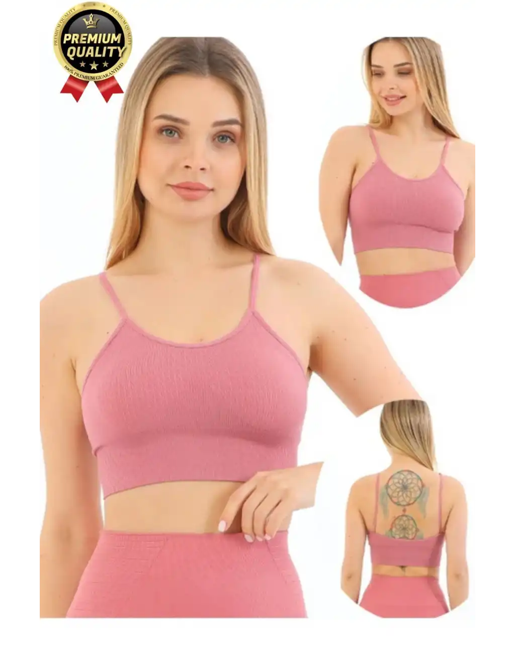Göğüs Toparlayıcı Sarkma Önleyen Gündelik Spor Kullanım İnce İp Askılı Pedli Çizgili Crop Büstiyer
