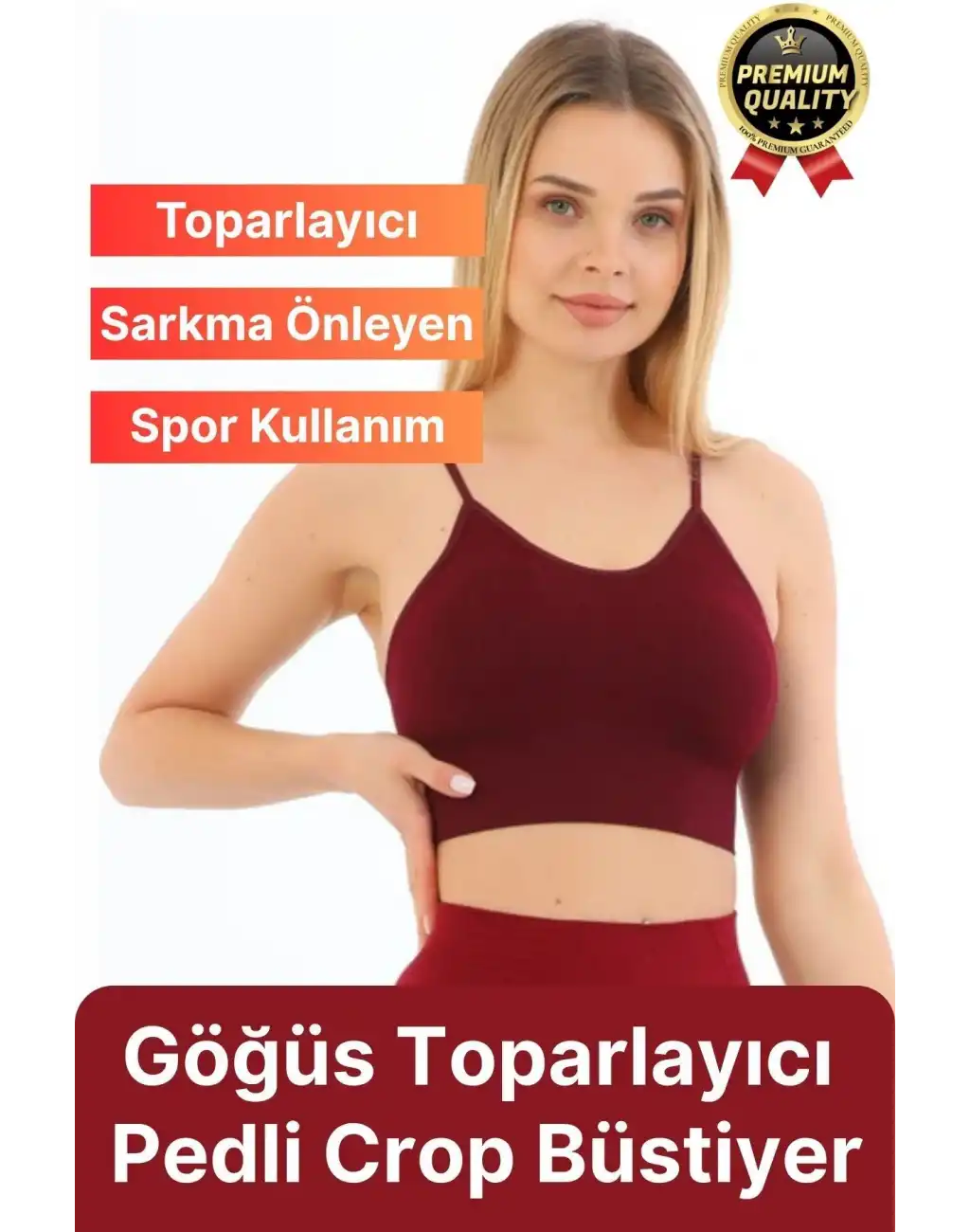 Göğüs Toparlayıcı Sarkma Önleyen Gündelik Spor Kullanım İnce İp Askılı Pedli Çizgili Crop Büstiyer