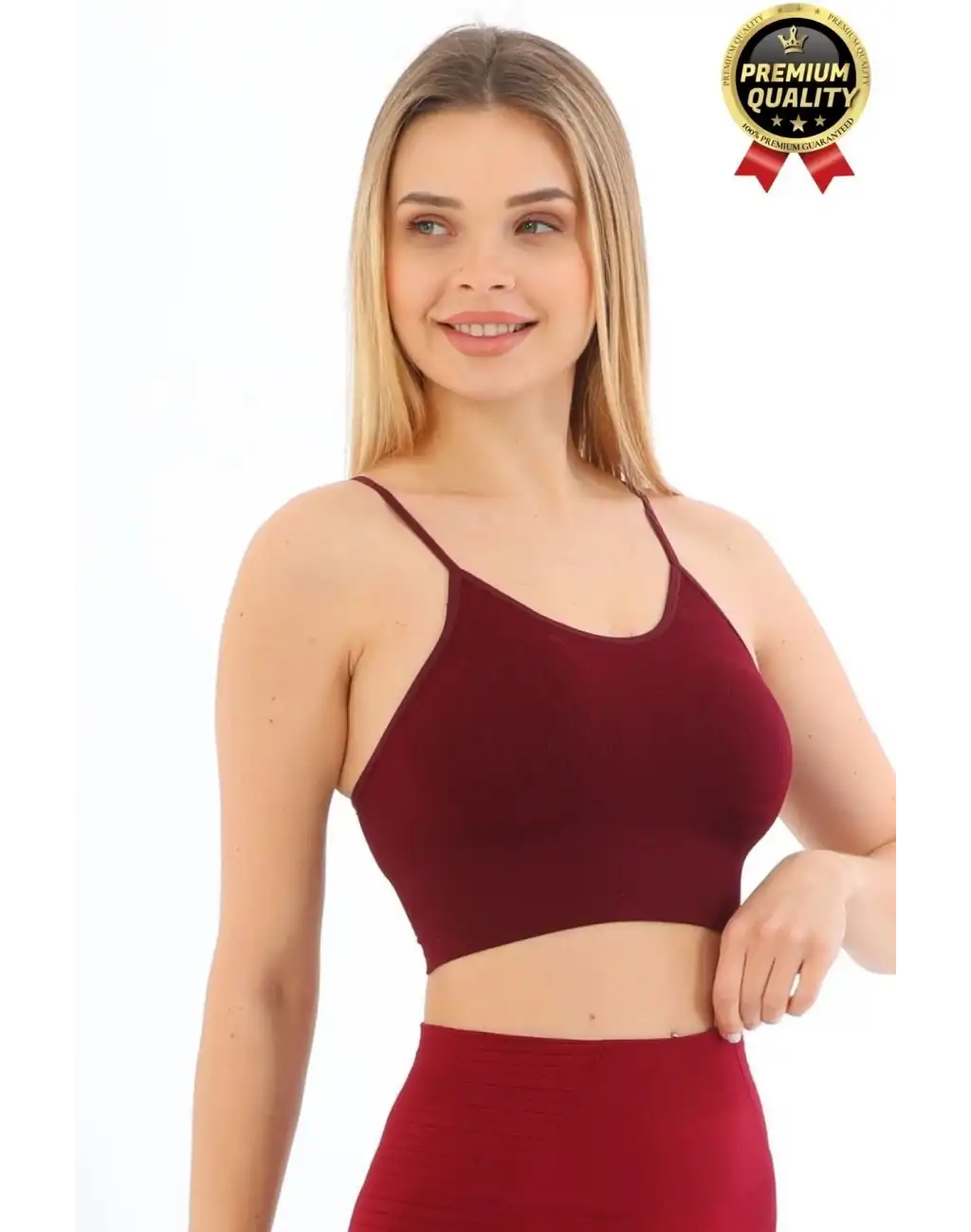 Göğüs Toparlayıcı Sarkma Önleyen Gündelik Spor Kullanım İnce İp Askılı Pedli Çizgili Crop Büstiyer